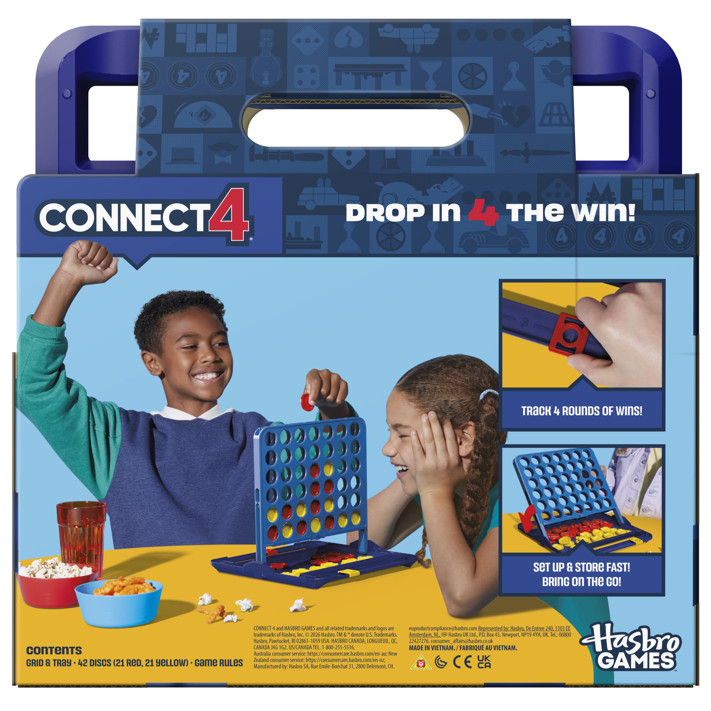 Official Hasbro Games Connect 4 Game (2025 Edition) | All-in-1 Storage, Carrying Case, Score Tracker | Ages 6+ | 2 Players | Family Games for Kids view 2