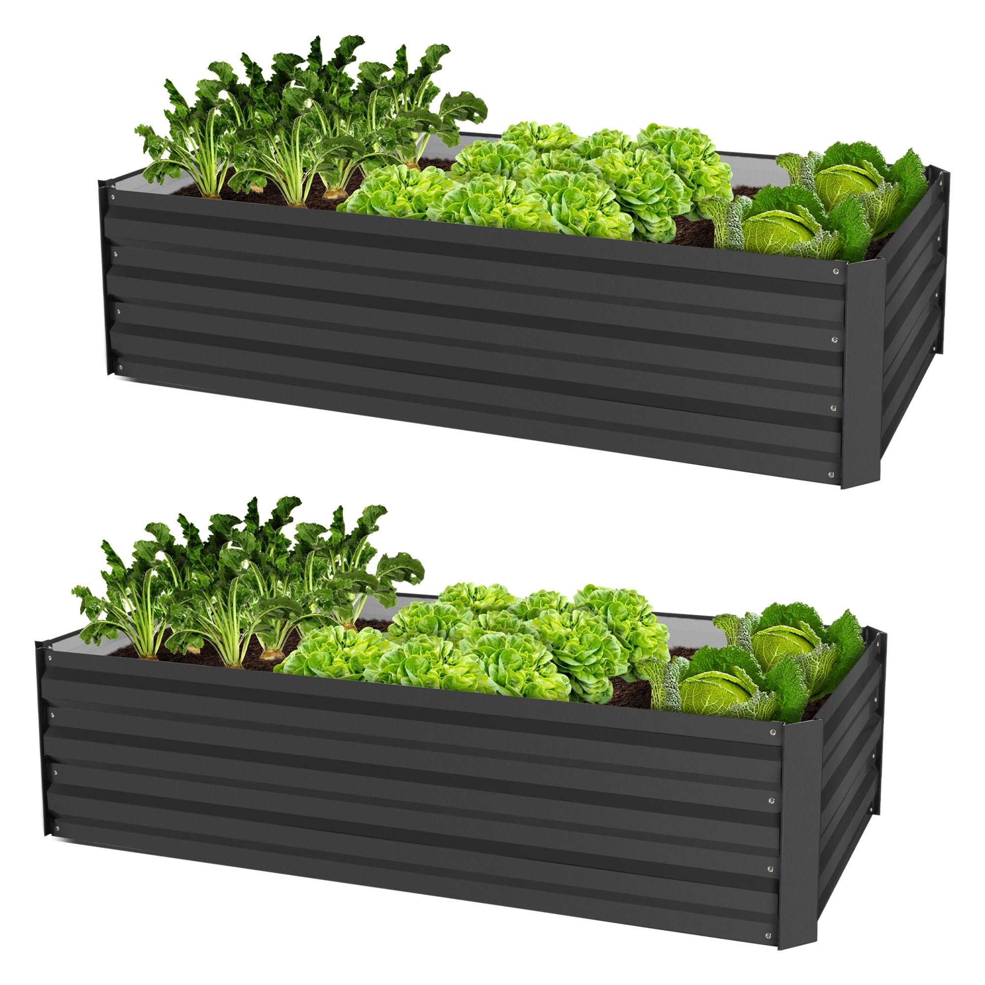 ML-Design Zestaw 2 podniesionych metalowych lózek ogrodowych do ogrodu, 120x60x30 cm 200 litrów antracyt odporne na rdze, na zewnatrz lózko do sadzenia sadzarka skrzynka na kwiaty lózko ogrodowe lózko