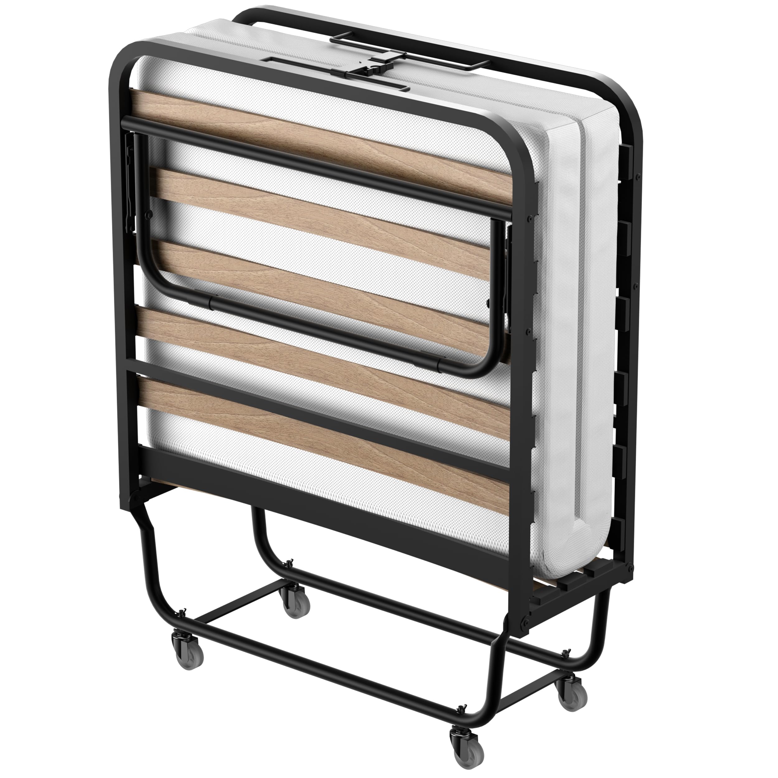 DEWINNER Lit Pliant 80x190 cm avec Matelas de 10cm, Lit Pliable 1 Personne Adulte pour Cadre de lit en sommier 80x190，Certification RoHS & Pro 65, 4 roulettes, Facile à Transporter et 2 Min Assembler