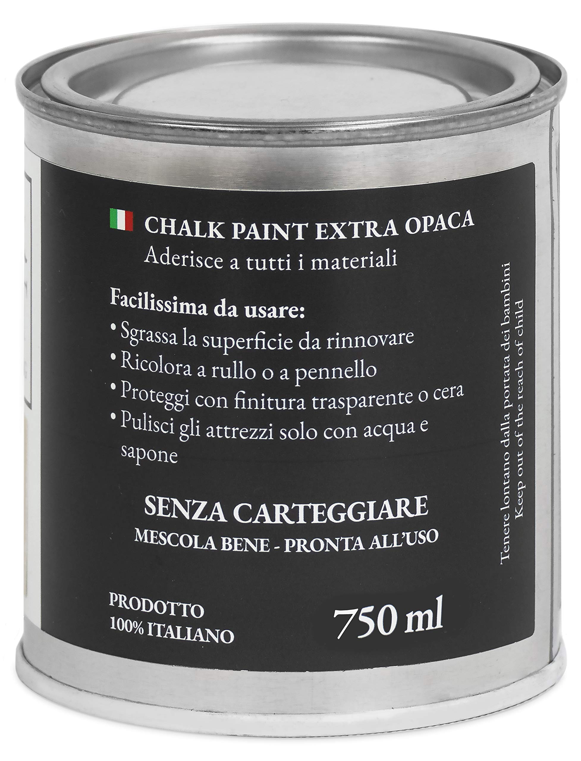 CHALK PAINT EVERYTHING Salvia & FINITURA + PENNELLO - Kit Pronto Vernicia e Proteggi (750 ml Colore + 250 ml Finitura + Pennello Professionale 40 mm)
