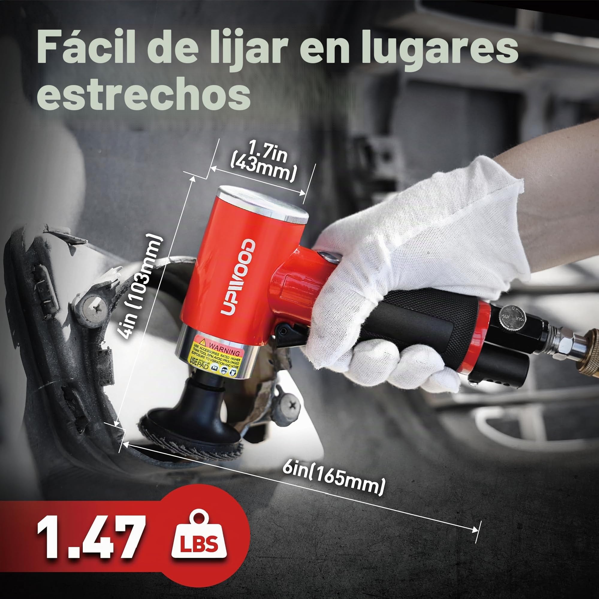 Mini lijadora excéntrica neumática de 50 mm, mini lijadora neumática de 50 mm, herramienta de preparación de superficies en ángulo recto con 41 discos de bloqueo de rodillos