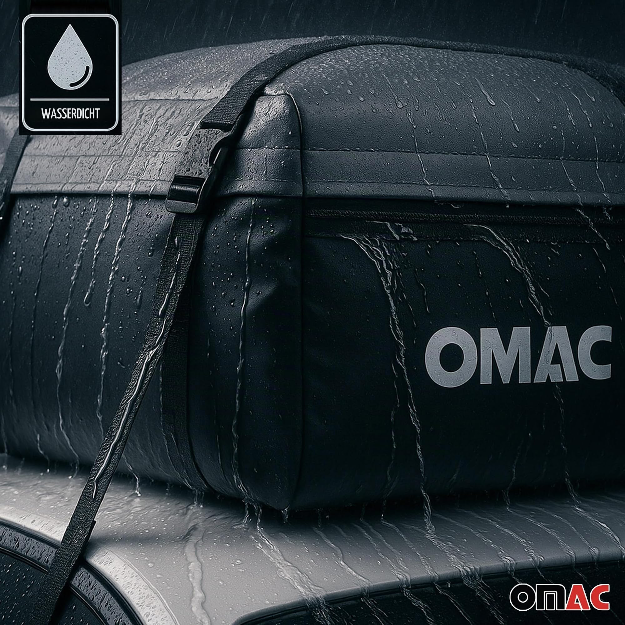 OMAC Auto Dachbox 500 Liter Faltbare wasserdichte Dachtasche Gepäckbox mit Aufbewahrungstasche und 6 Verstärkungsschnallen kompatibel mit Autos mit/ohne Dachträger