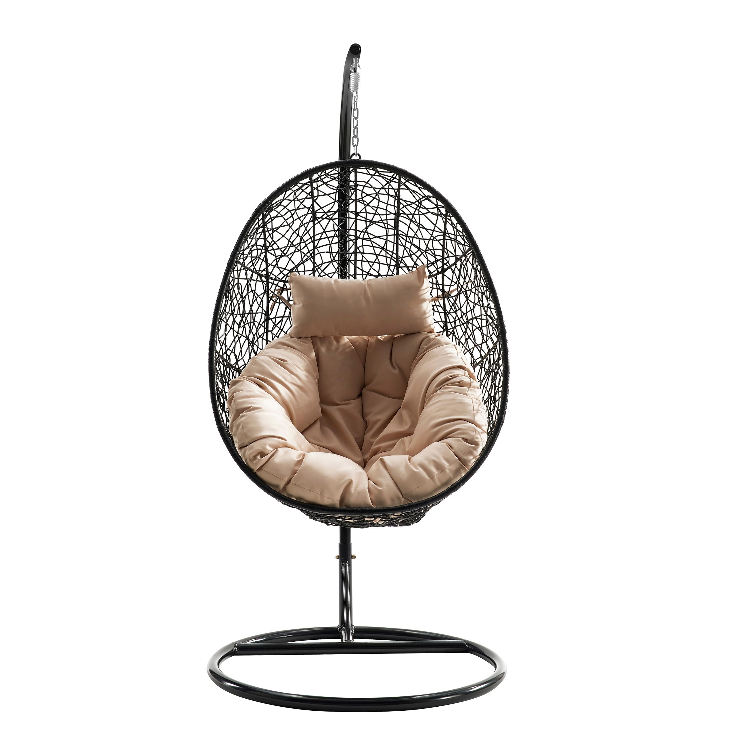 Mirjan24 Fauteuil suspendu Bordia avec structure et coussin, balançoire suspendue avec coussin de dossier, chaise suspendue, panier suspendu, squelette en acier, pour l'intérieur et l'extérieur