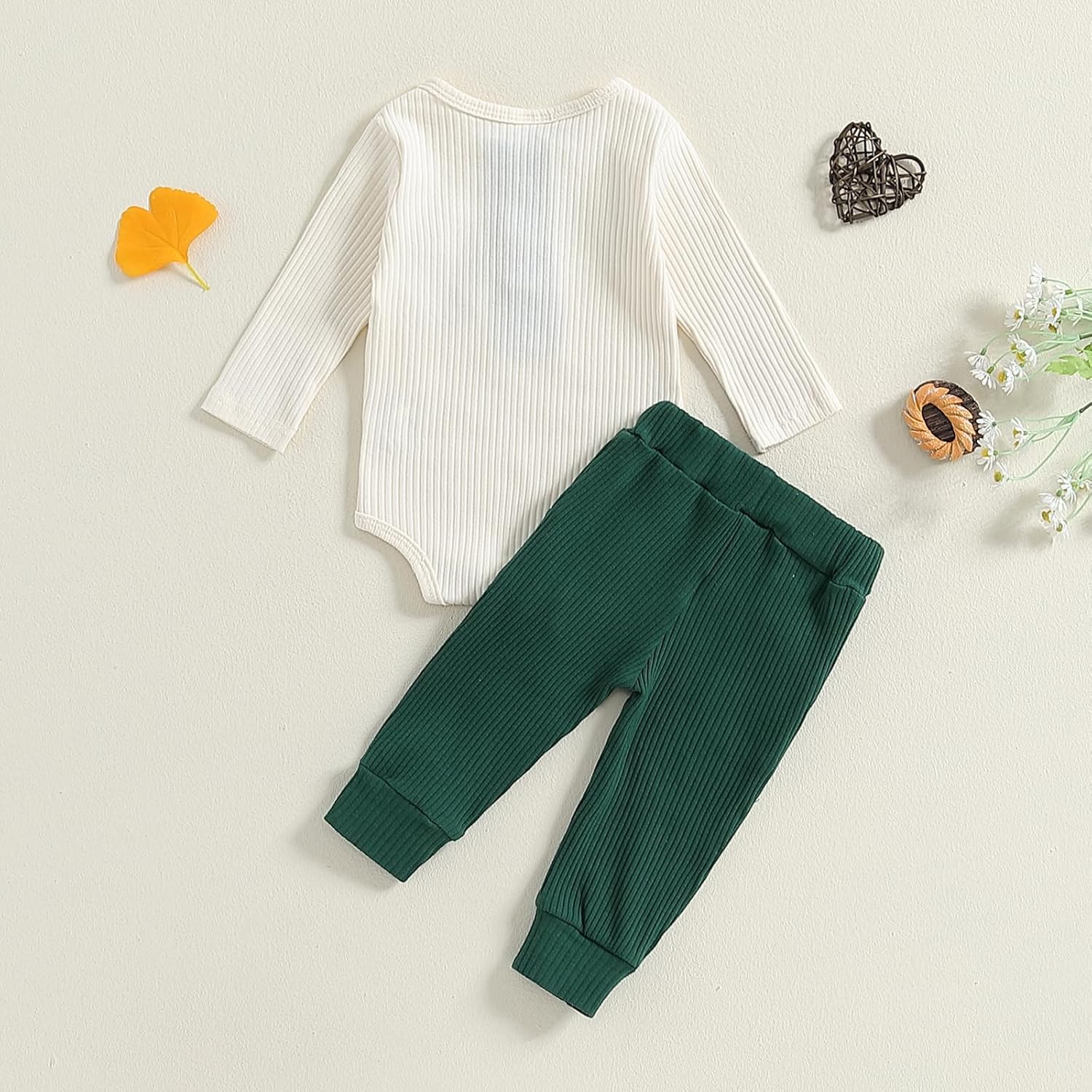 fhutpw Baby Boy Clothes 3 6 12 18 Months Ribbed Knitted Long Sleeve Romper and Pants Sets Newborn Fall Splicing Color Outfits - Image 3