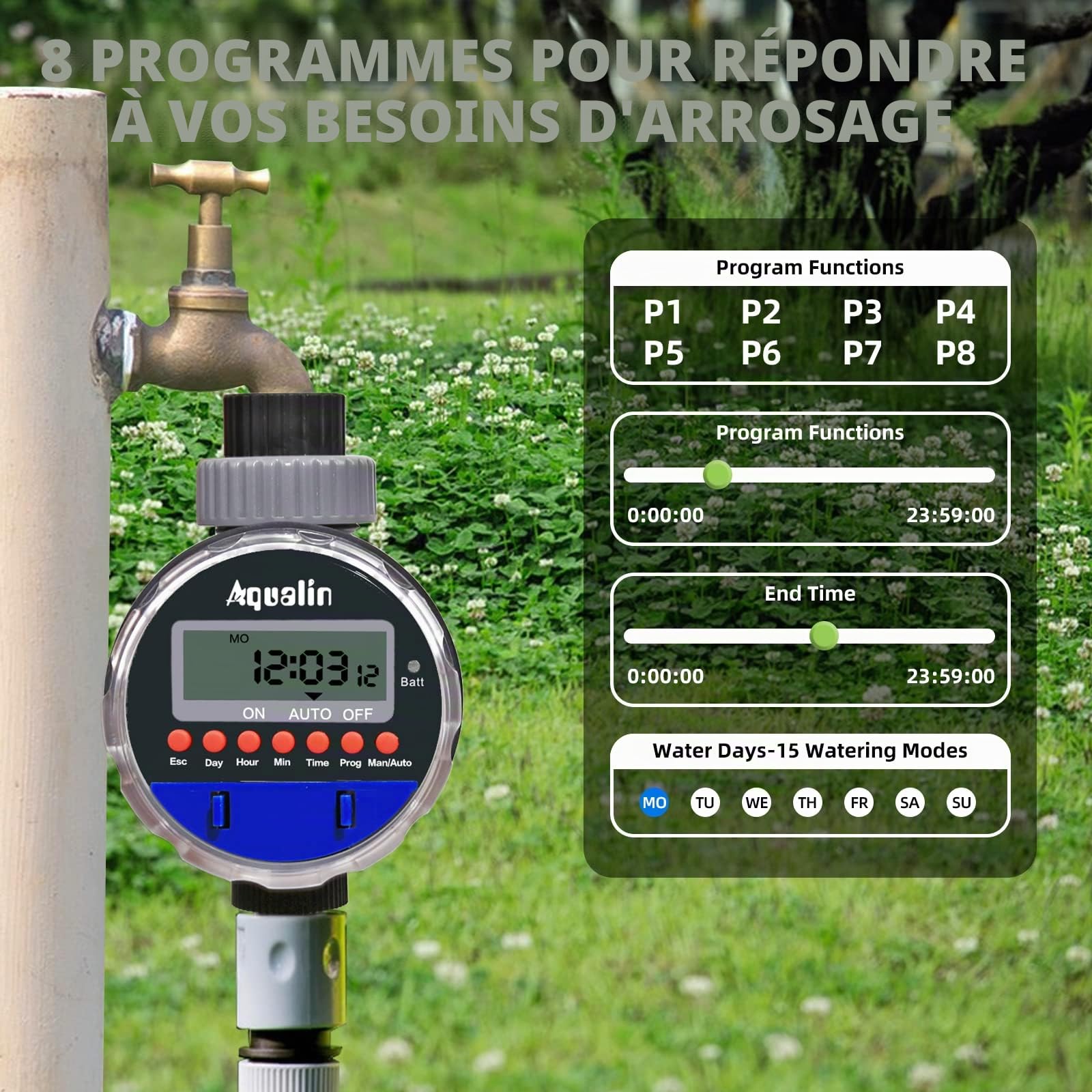 Arrosage Minuterie Contrôleur d'irrigation Marche sans Pression, Vanne à Bille