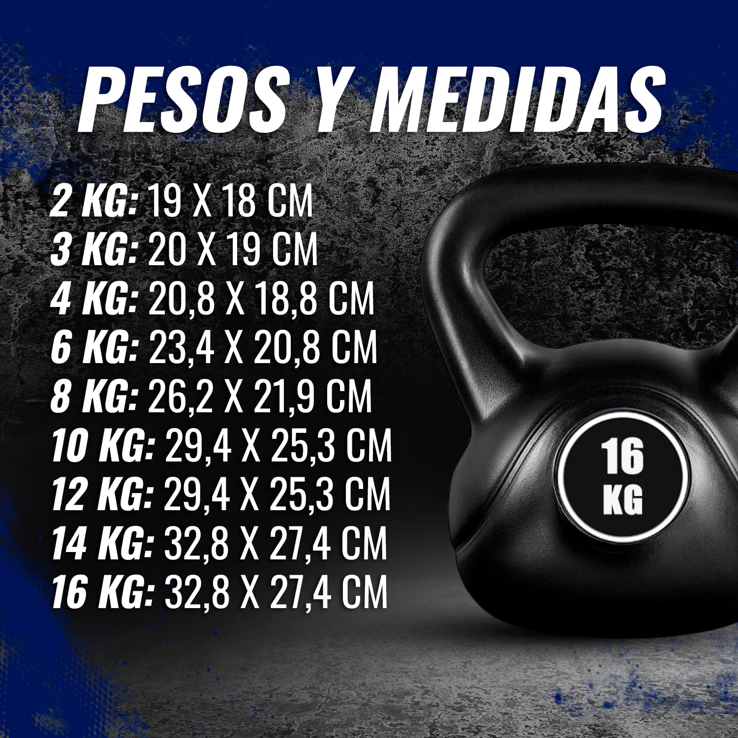 Kettlebell Pesa Rusa con Revestimiento de PVC Suave - Pesos Fitness Desde 2 kg hasta 16 kg para Entrenamientos en Casa o Gimnasio - Pesa Rusa Ergonómica y Compacta, Agarre Antideslizante