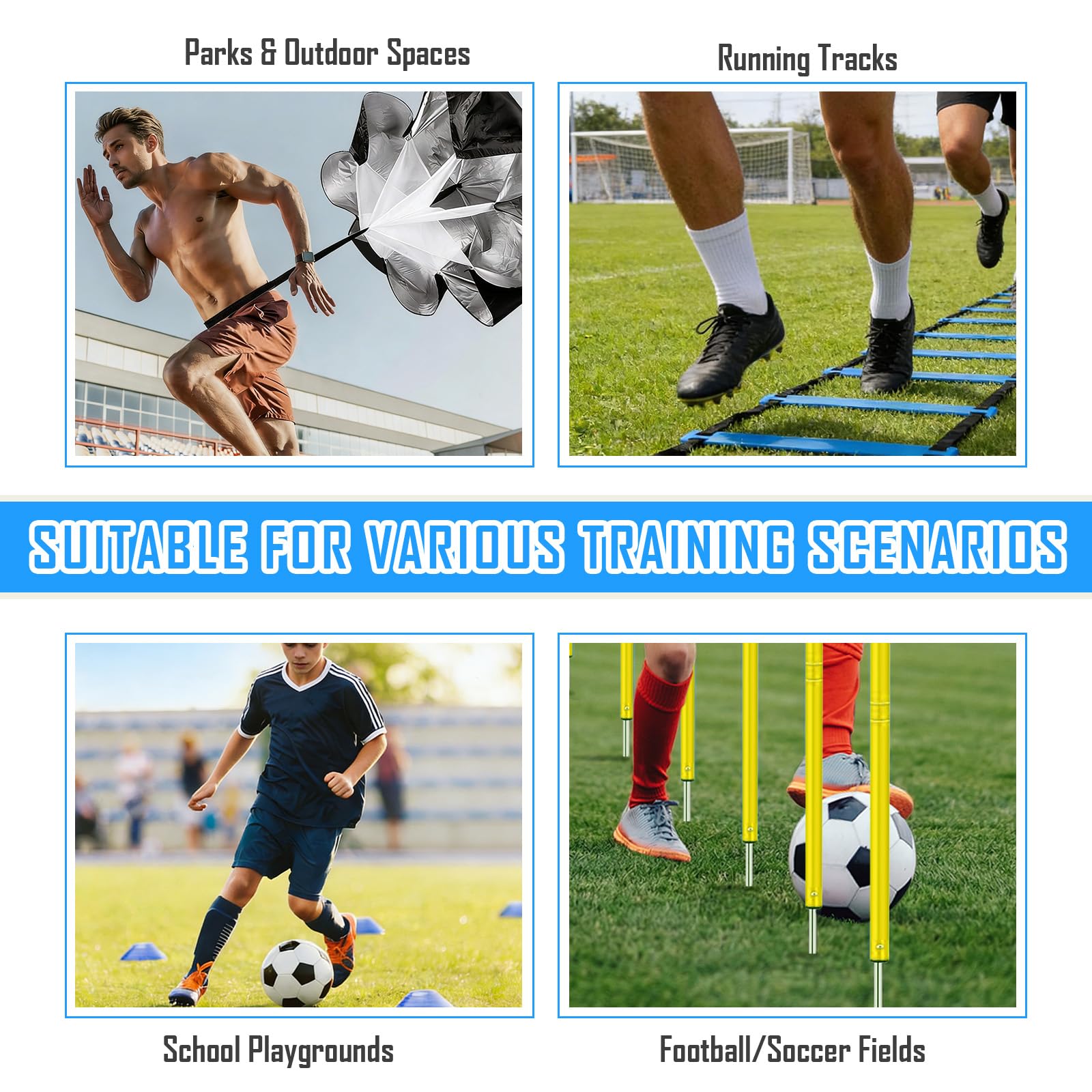Fußball Trainingsset mit Slalomstangen, Koordinationsleiter 6 m & Hütchen – Vielseitiges Fussball Trainingsset für Koordination, Agilität und Techniktraining