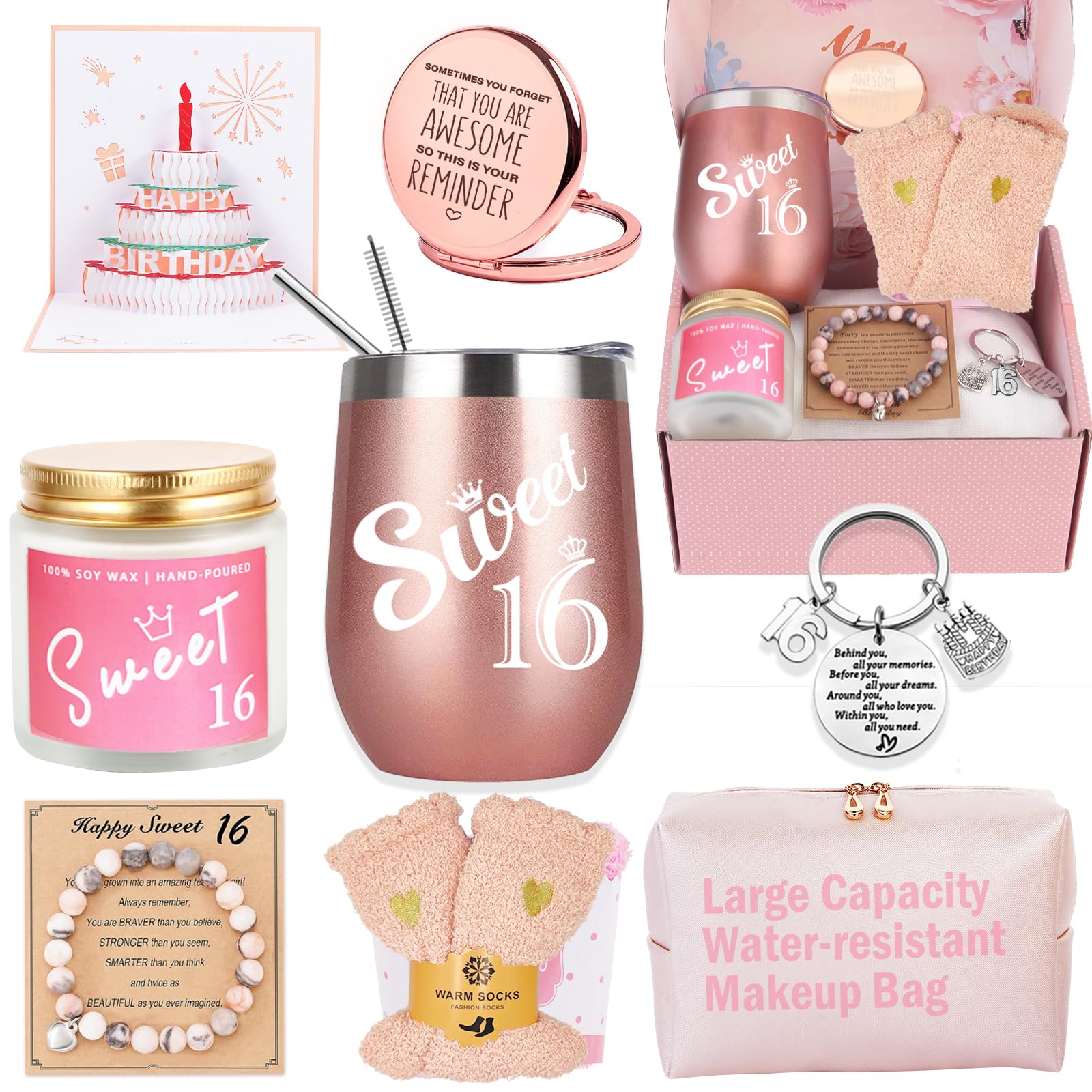 Sweet 16 Birthday Gifts For Girls, Happy 16th Birthday Gifts for Girls，Gifts for 16 Year Old Girl Best Friends Female Daughter Sister Her Girlfriend Coworker Birthday Unique