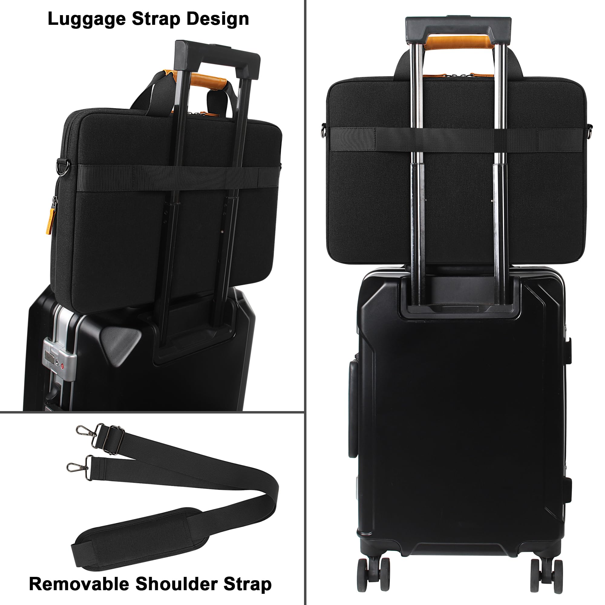 DOMISO Sacoche Ordinateur Portable 17,3 Pouces - Sac Messager Professionnel Résistante à l'Eau et Anti-Choc pour PC Portable 17-17,3" (Dell, HP, Lenovo, Acer, MSI, ASUS) - Noir+Marron