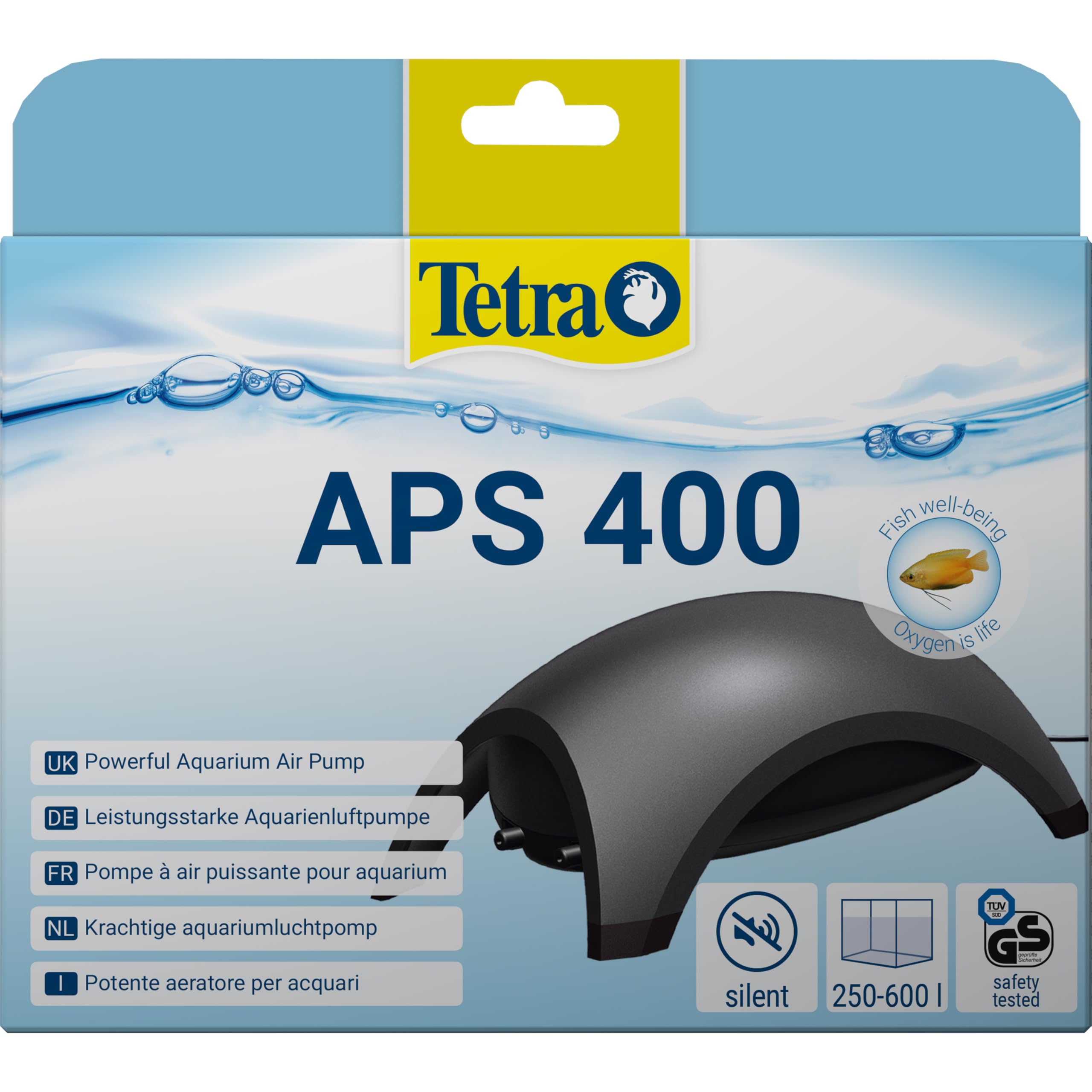 Tetra APS400 Silent Aquarium Air Pump for 250 - 600 Litre Fish Tanks, Black ( Packaging May Vary )