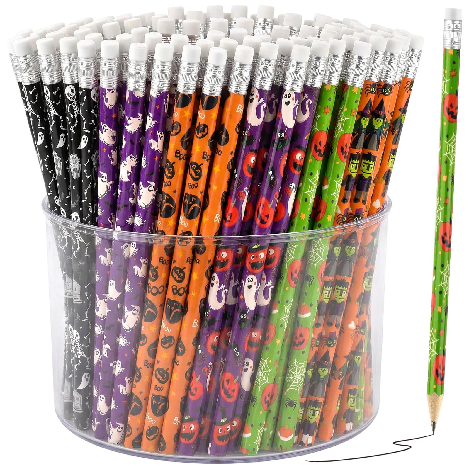 Zuazaor Matite di Halloween con Gomme per Ufficio Scuola Forniture (600)