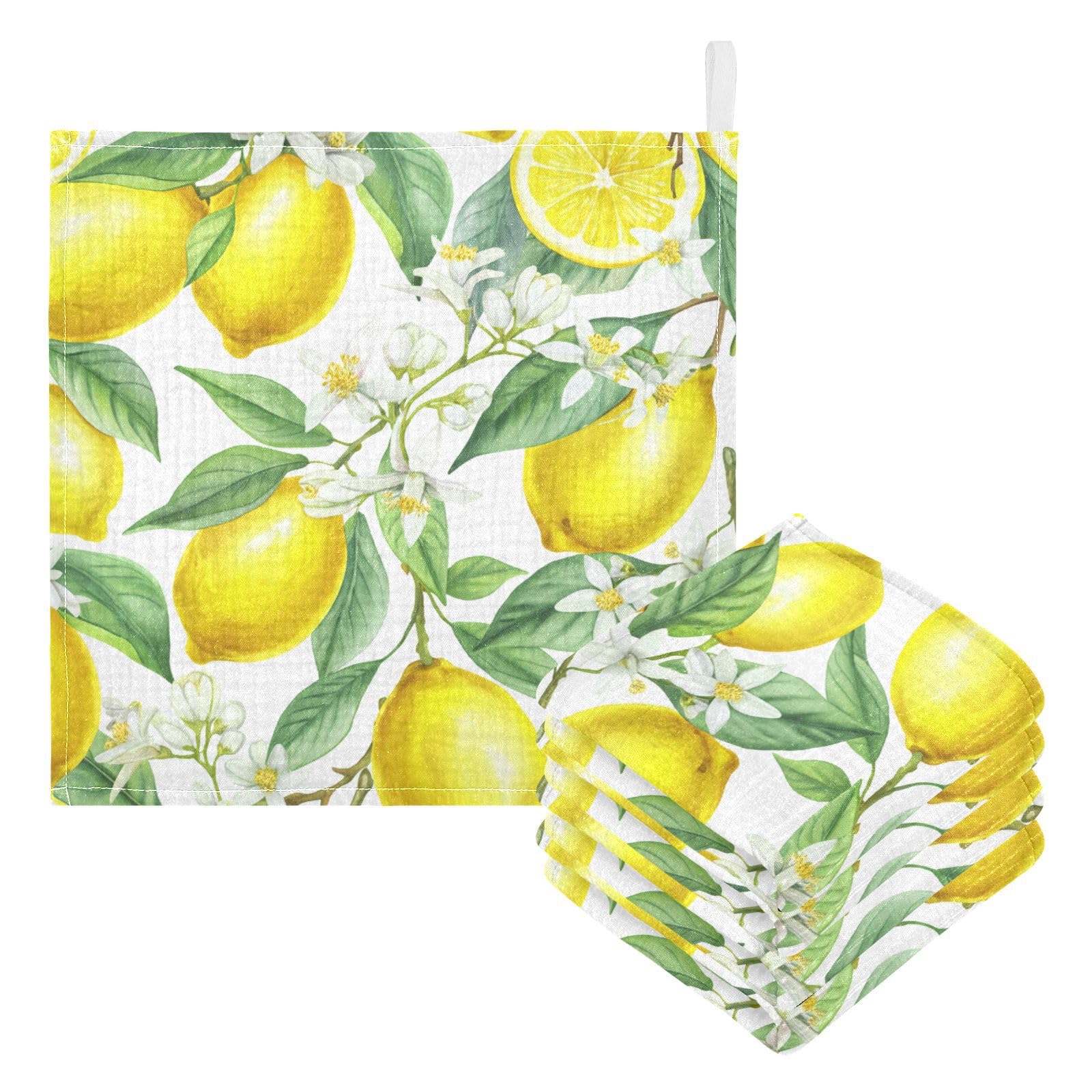 Kigai Yellow Lemons Baby Washcloths,3pcs Ultra Soft Absorbent Towel,Newborn Bath Face Towel, Natural Reusable Baby Wipes for Sensitive Skin, Baby Registry as Shower