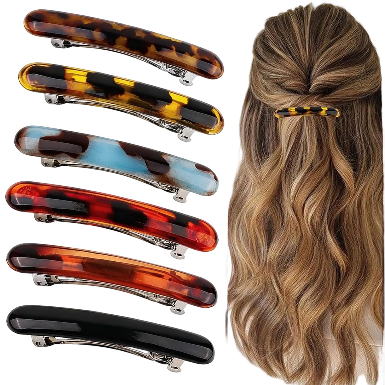 6PCS Hair Barrettes for Women Fine Hair, 2.44'' French Barrette Hair Clips