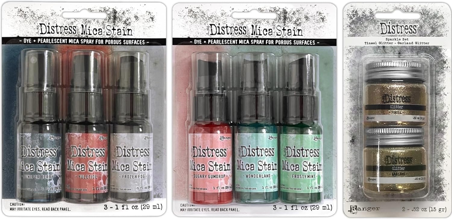 Tim Holtz 2023 Holiday Mica Stains Sets #5 and #6 and Holiday Sparkle Set - Limited Edition - 3 Item Bundle