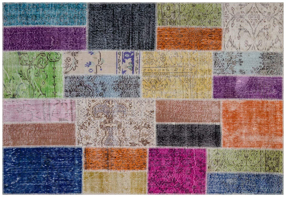 Tapis patchwork turc authentique ALLMODE 160x230 en laine véritable