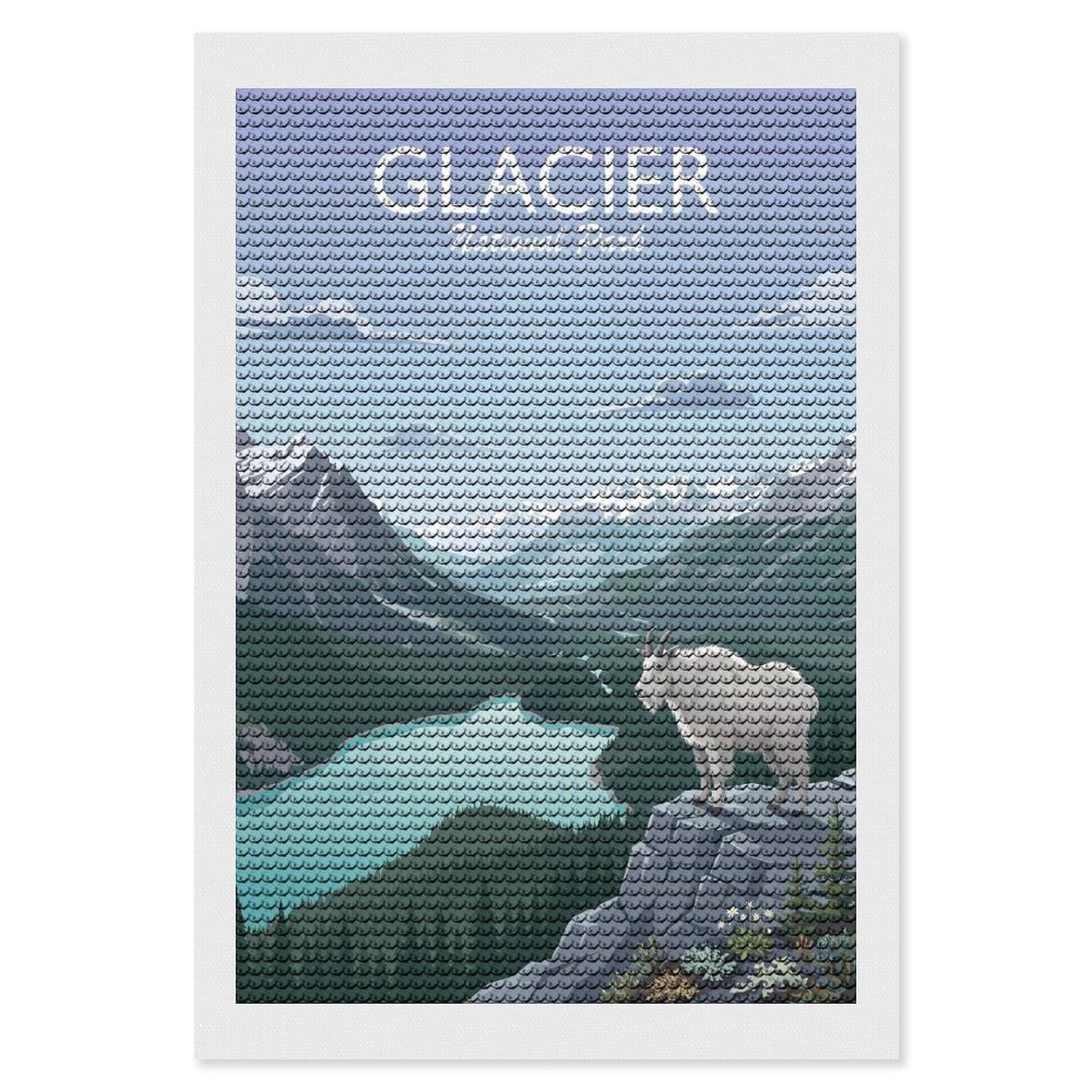 Junmoney Glacier National Park Diamond Painting Set 8"x12", Neat Printed Canvas, with Tool Kit, Bedroom Decor, Gift Idea, Complete Accessories
