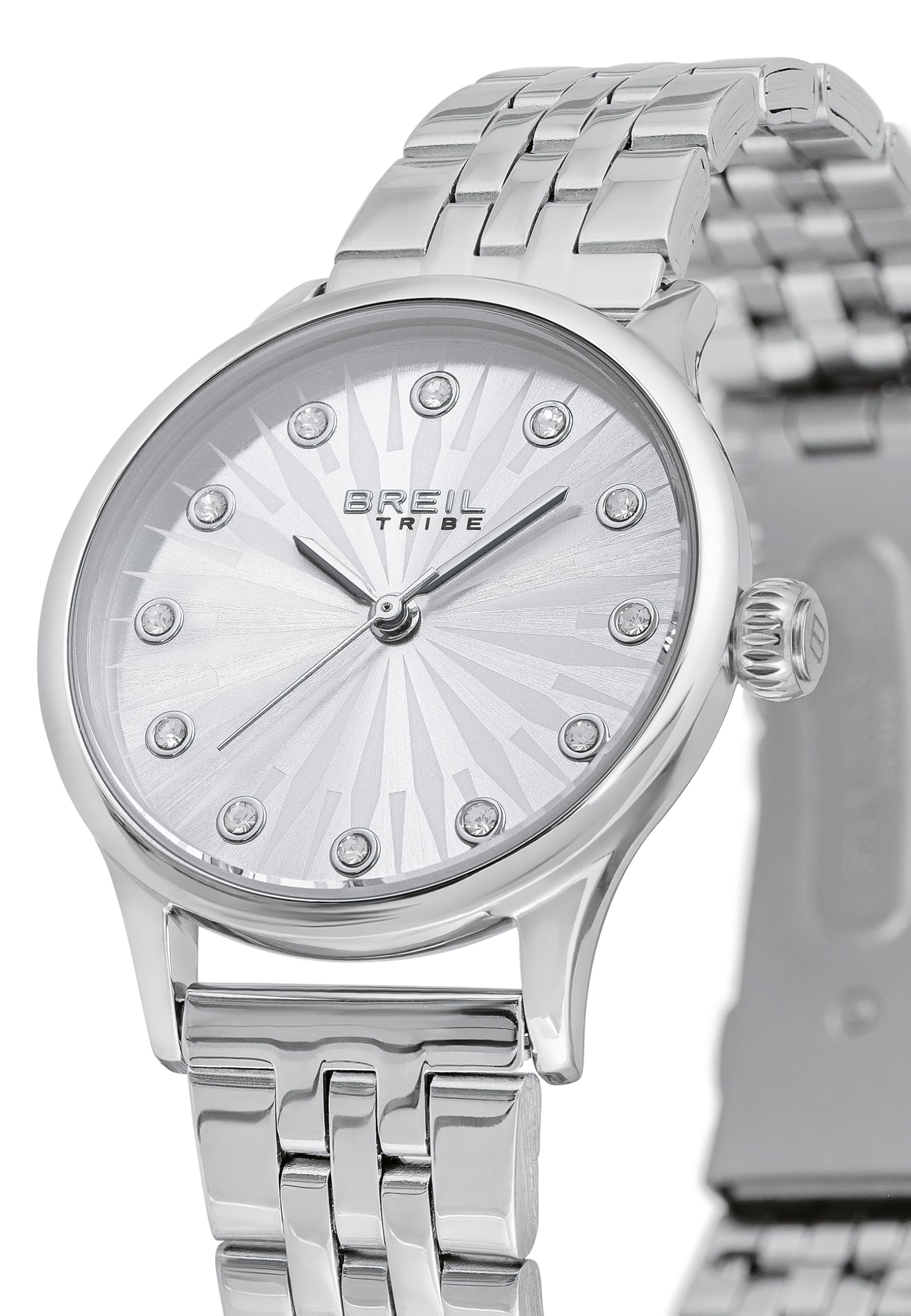 Breil, Collezione Melodie Solo Tempo, Orologio Donna, Cassa e Bracciale in Acciaio Lucido, Quadrante con Cristalli, Impermeabile fino a 50m, Movimento al Quarzo, Pratica Chiusura con Pulsanti