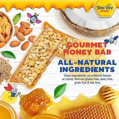 Miniatura 4 de BON BEE Honey Bunchies Barra de Miel Totalmente Natural - Barras Naturales de Desayuno y Nutrición para Energía y Combustible Saludables - Variedad