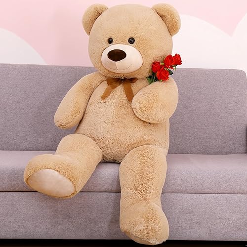 Miniatura 5 de MorisMos Oso de peluche gigante de 4 pies, 51 pulgadas, oso de peluche grande marrón para novia, novio, esposa, madre, prometida, regalo de San