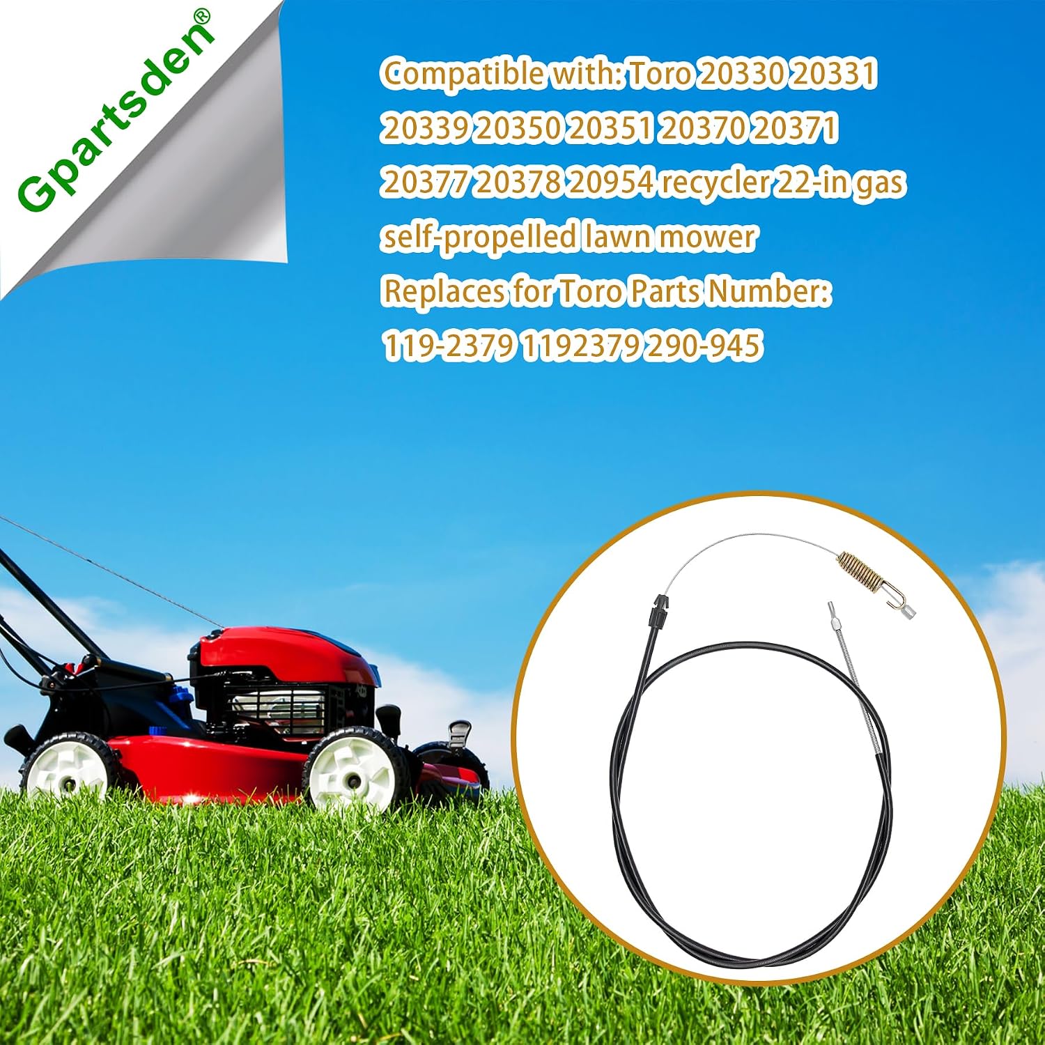 119-2379 Traction Cable 290-945 for Toro Recycler Mower 20330 20331 20339 20350 20351 20370 20371 20377 20378 20954 290-945