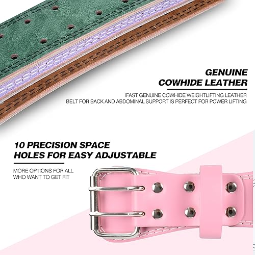 Miniatura 3 de Cinturón de cuero para levantamiento de pesas, para hombres y mujeres, cinturón de entrenamiento de fuerza de 4 pulgadas de ancho con hebilla de