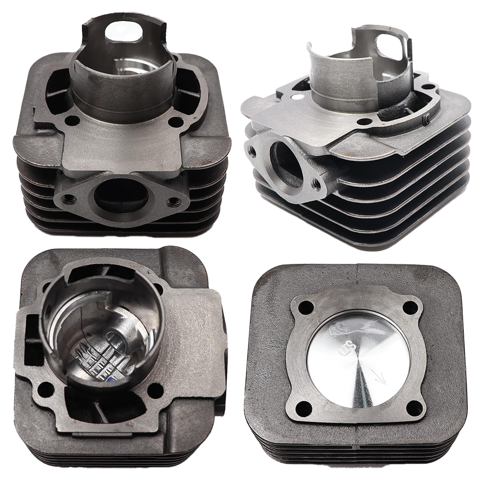 Kit Cilindro Gruppo termico DR Evolution 70cc D.48 Piggio AC ARIA SP.12 GHISA en fundición refrigerado por aire para motores Piggio Gilera 6 transferencias con escape elíptico y cabeza