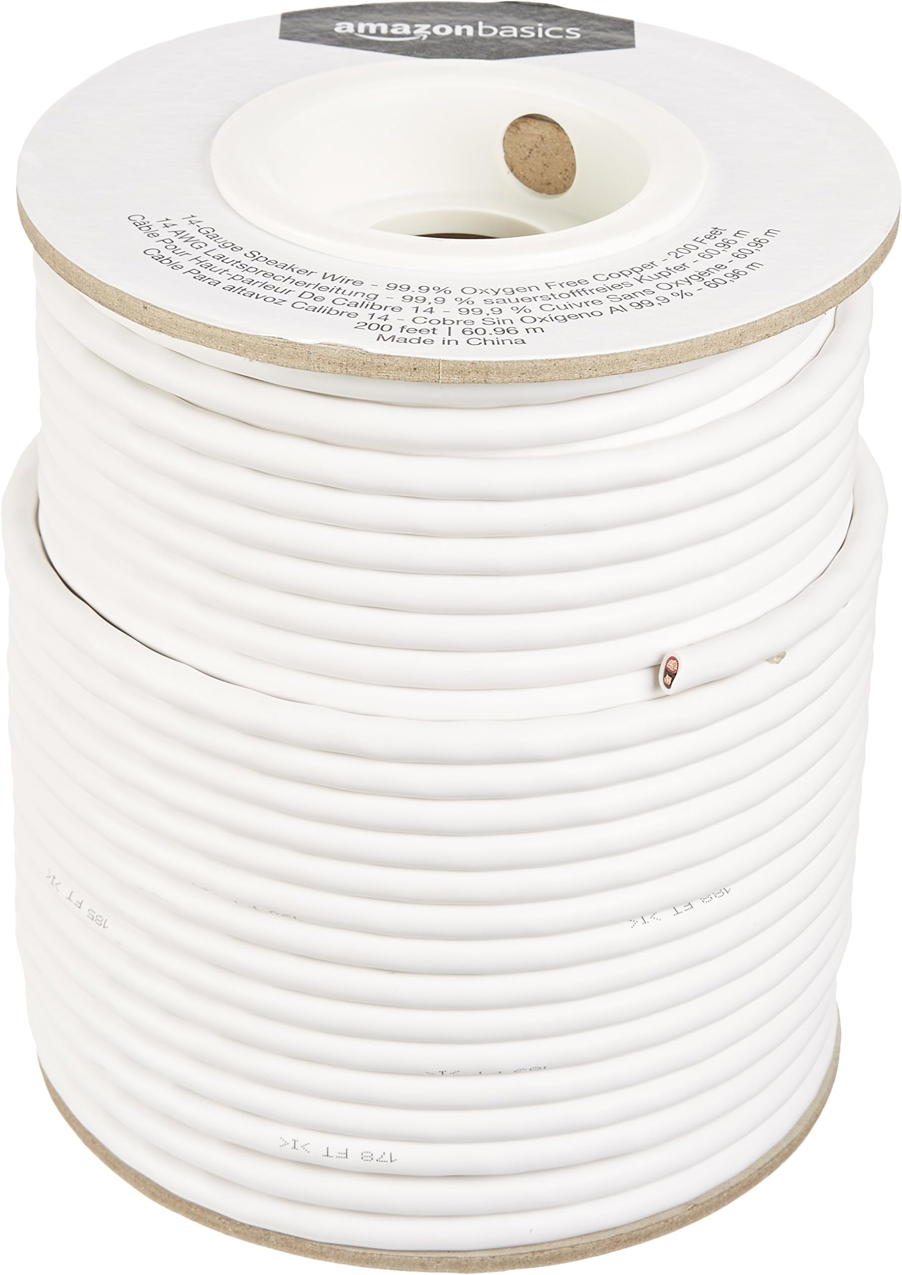 AmazonBasics 14-Gauge Speaker Wire - 99.9% Oxygen Free Copper - 200 Feet