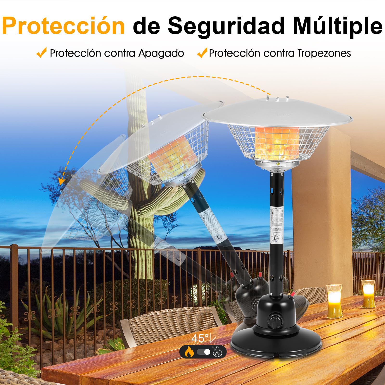 COSTWAY Estufa Butano Exterior 4000w, Calentador Portátil de Mesa para Patio,Regulador de Presión de Gas y Tubería de gas,Estufa de Gas Butano y Propano (Negro)