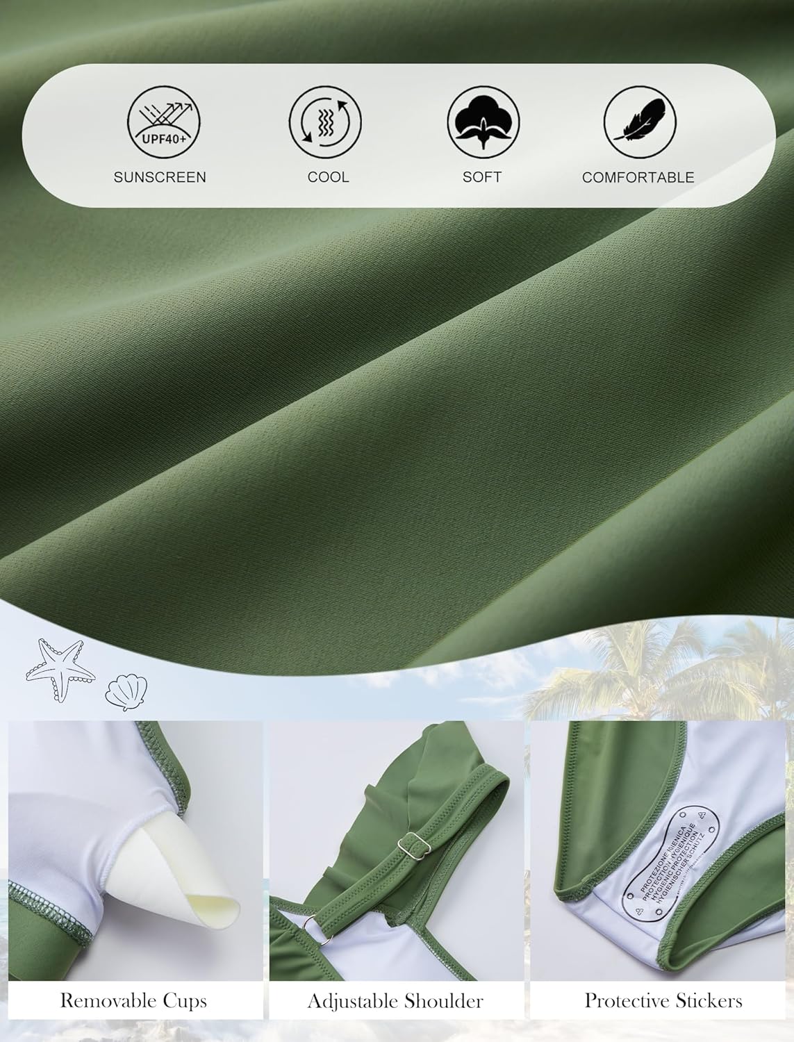 Arolina Womens High Waisted Bikini Sets Full Coverage Ruffle Swimsuits Two Piece Tummy Control Cheeky Bathing Suit - Image 5