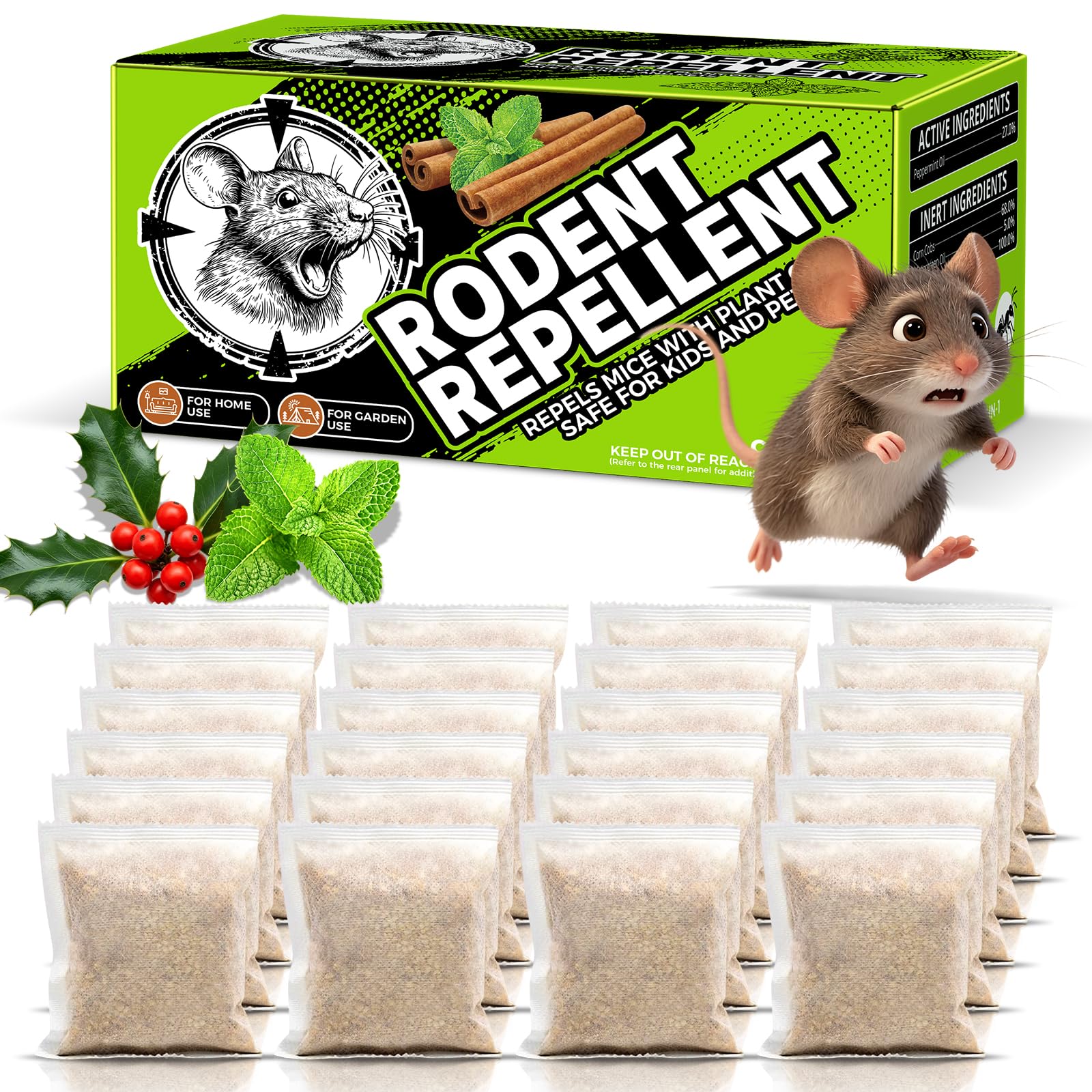 Lickoon Mouse Repellent 24 Pouches, Rodent Repellent for Indoor &amp; Outdoor