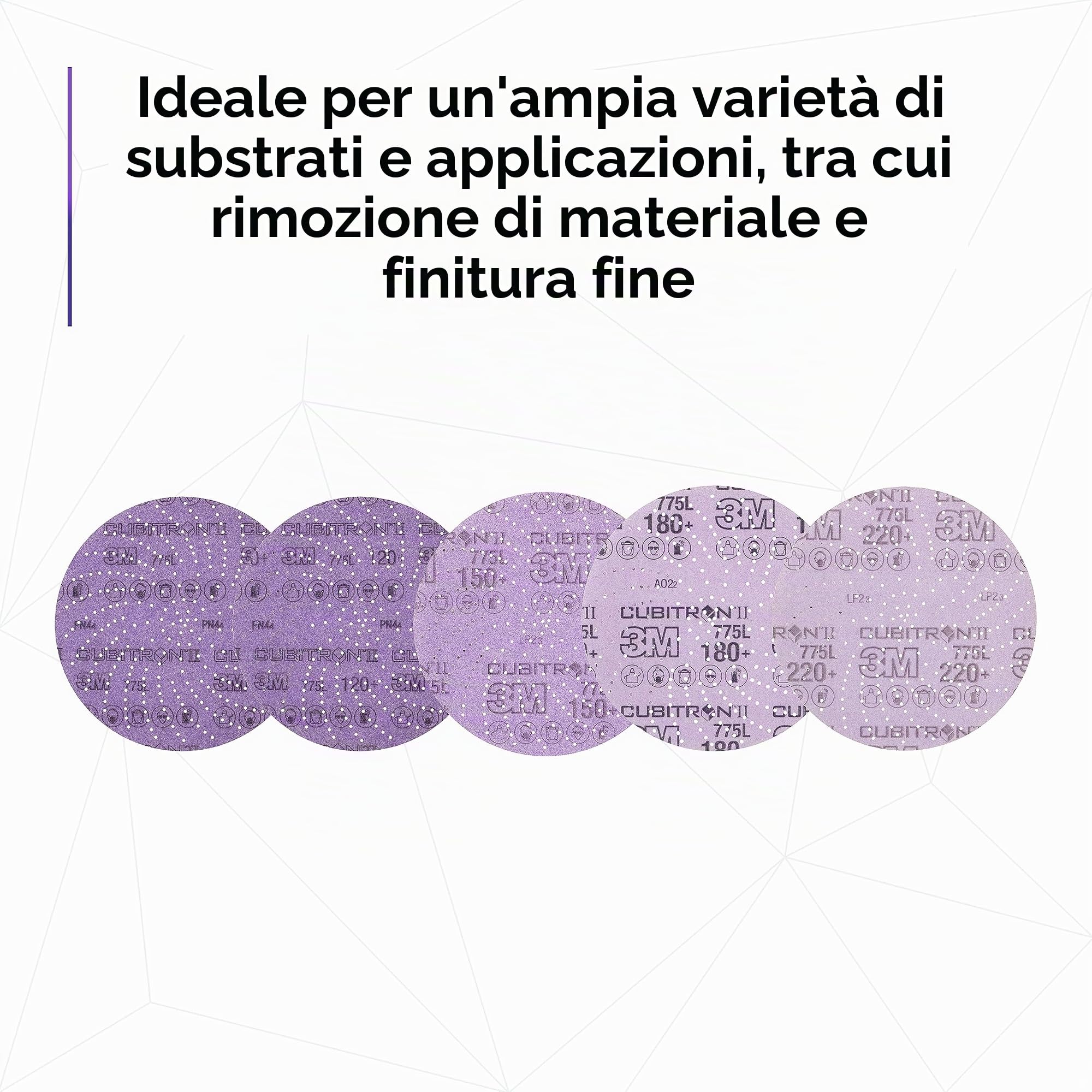 3M Cubitron il Disco con Supporto in Film 775L, 127 mm, 320+, Sabbia Pulita, 50 Dischi per Confezione