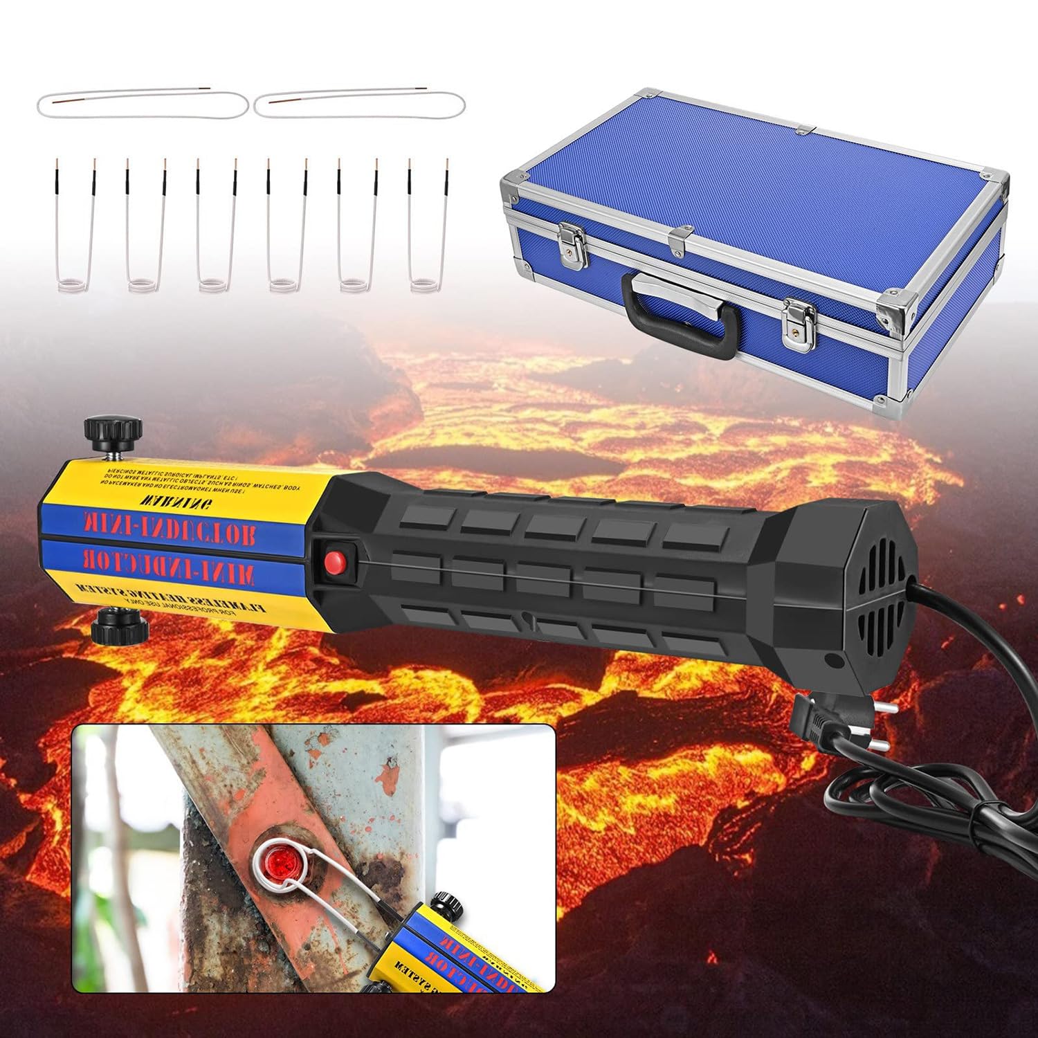 Kit de calentador de inducción magnético, herramienta automotriz sin llama de 1000 W con 6 bobinas para extracción de tornillos oxidados, dispositivo de calefacción electromagnético portátil