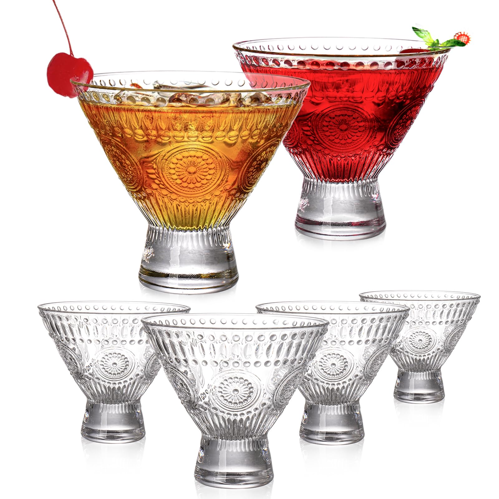 Kingrol 6 sztuk kieliszków do Martini bez nóżki, szklanki koktajlowe, 237 ml szklane miski deserowe, mini miski, idealne wyroby szklane do domowego baru, restauracji, na imprezę