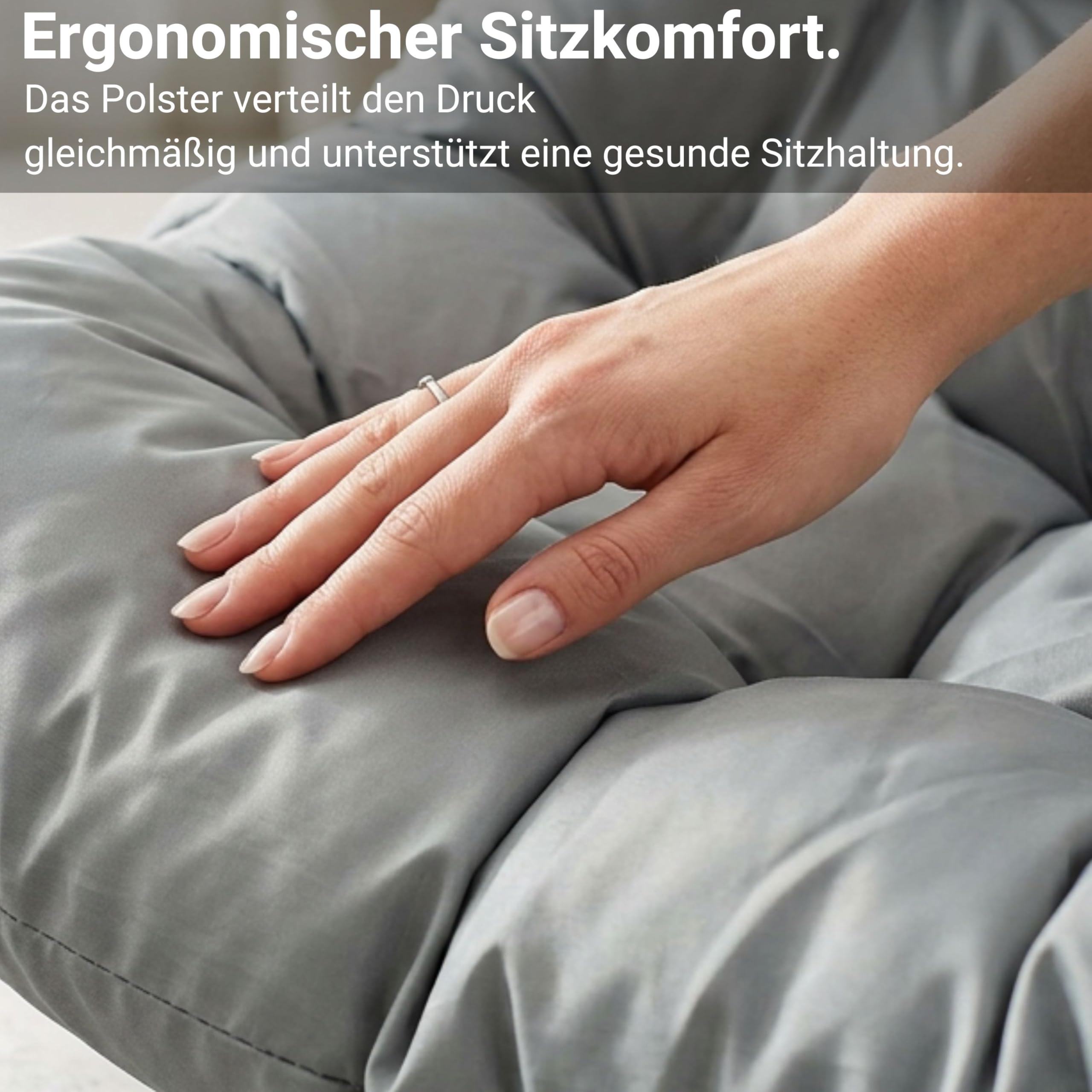 novaterra® Moderner Schaukelstuhl mit großem Komfort Kissen – ergonomischer Relax Schaukelstuhl hochwertig, gepolstert & ideal für den Garten, Lesen & Entspannen