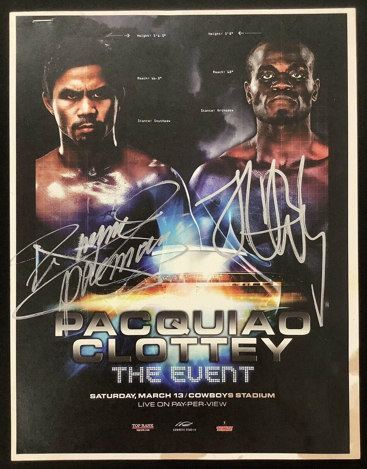 Manny Pacquiao Signed Fight Program 3/13/10 Pacman Boxing vs J Clottey Auto JSA - Autographed Boxing Miscellaneous Items