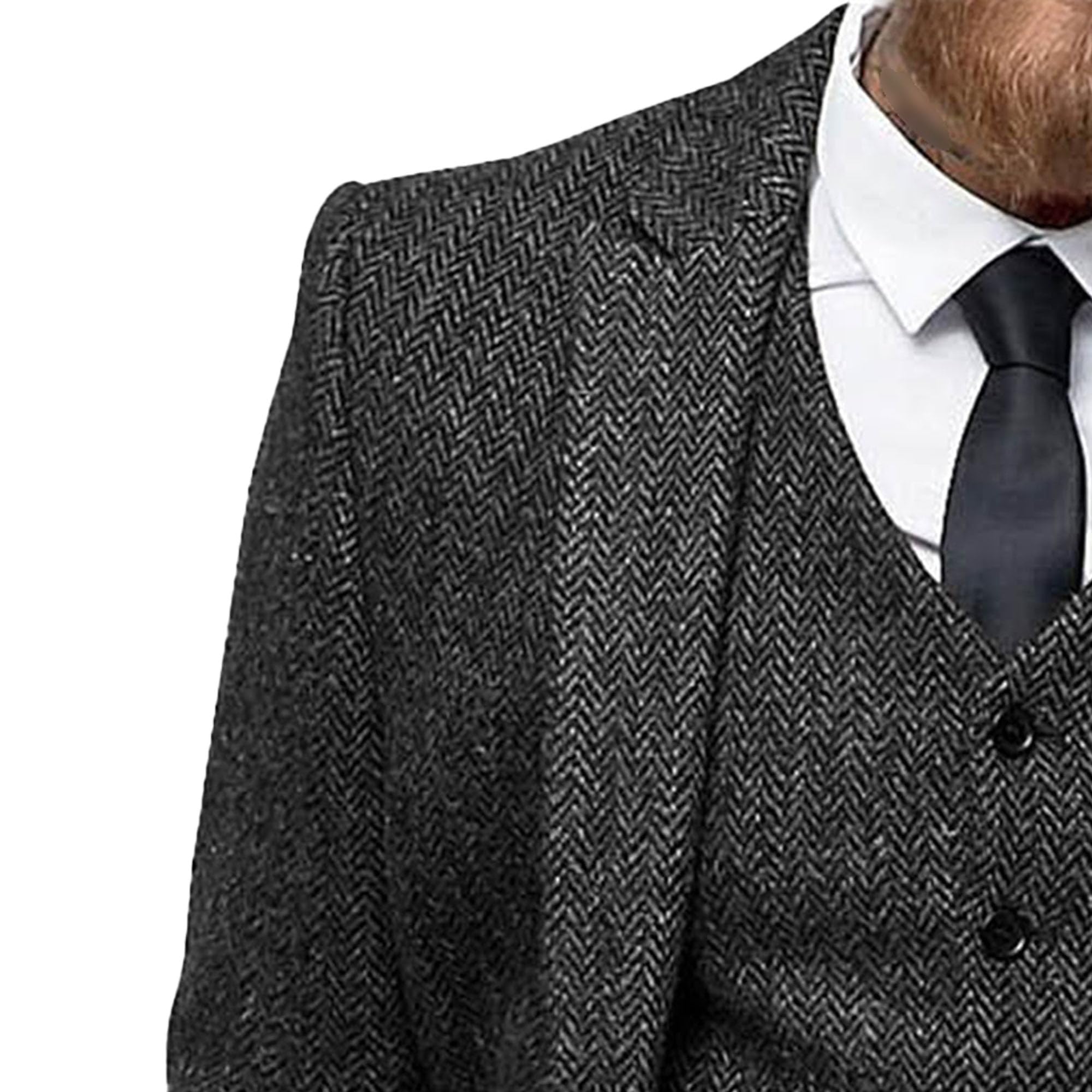 Men's 3 Pieces Beach Suit Slim Fit Wedding Tuxedo Retro Grooms Formal Business Prom Party Blazer Vest Pants (3XL-cm,Dark Grey)