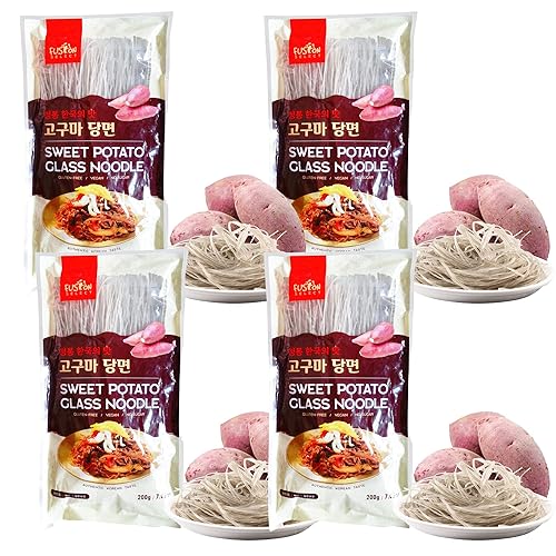 Fusion Select Paquete de 4 fideos de vidrio de batata cero grasas bajas en calorías sin sodio dieta sin gluten vegano salteado albóndigas olla