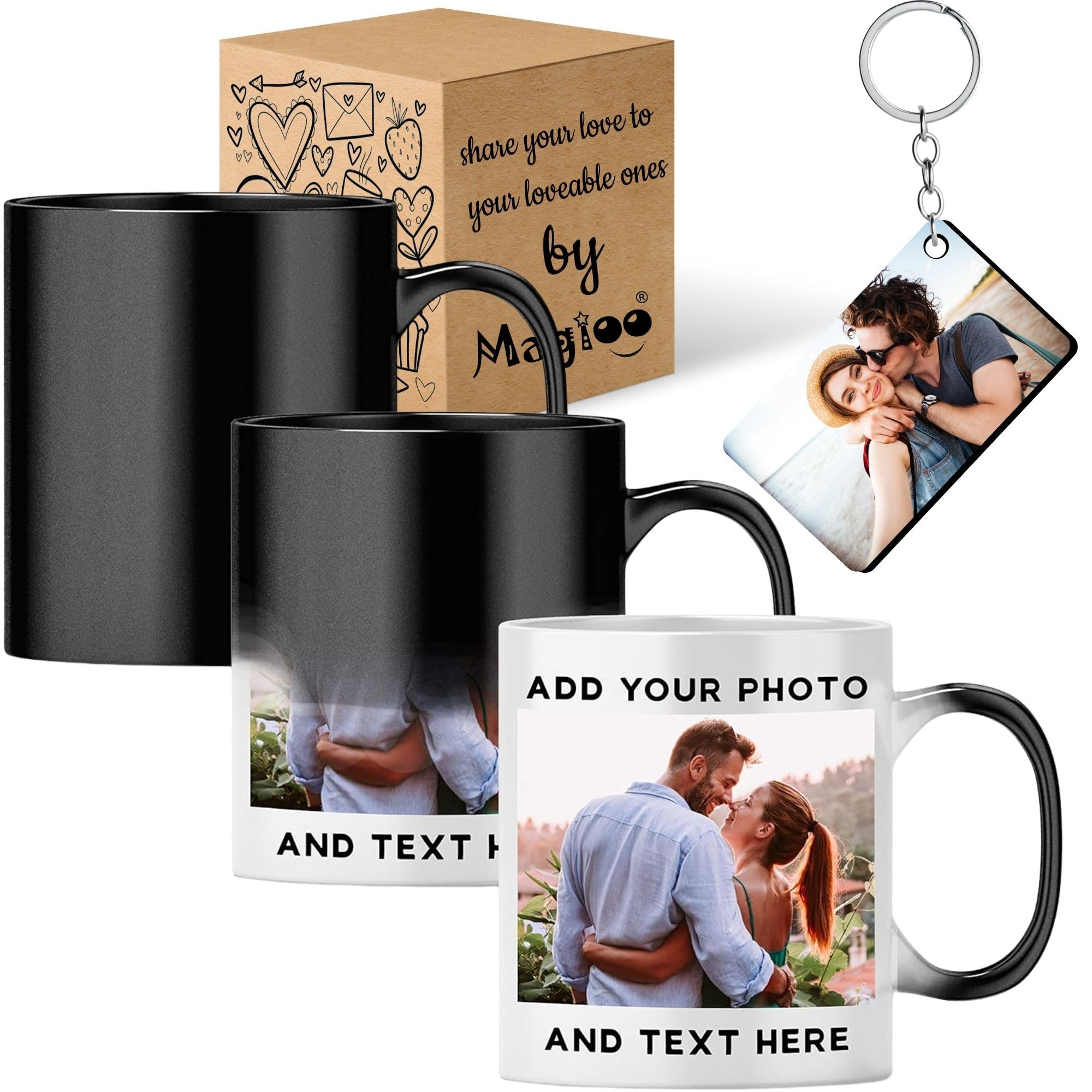 Magic Mug Custom Your Photo, Name, Logo, Or Add Text Personalised Ceramic Magic Mug for Wife Husband Wedding, Birthday, Anniversary Gift Etc - 325 Ml (Multicolor), 325 Milliliter