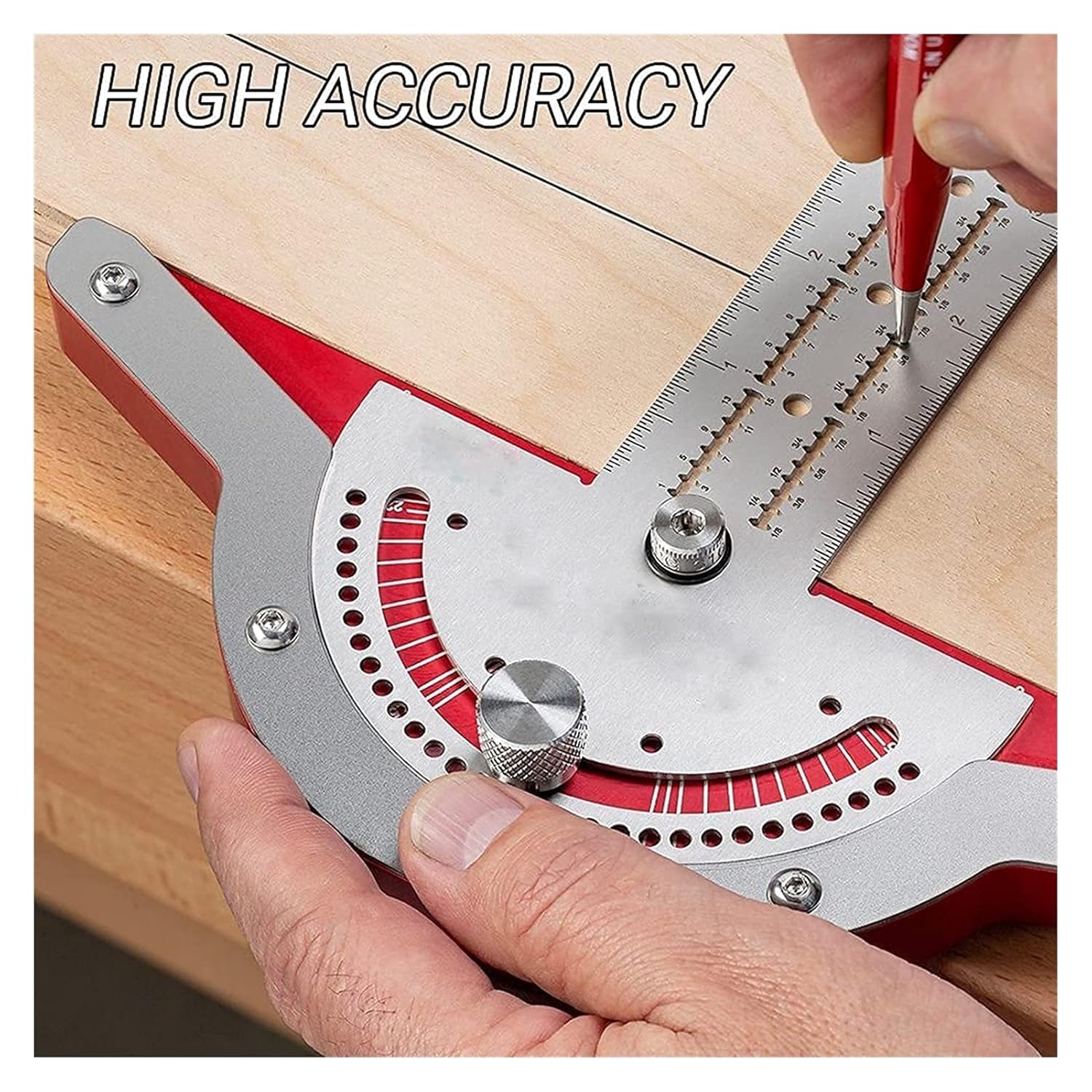 Stainless Steel Protractor Ruler, 20-Inch Two Arm Woodworking Edge Rule for Carpentry, Geometry & Art Painting(15 Inches)