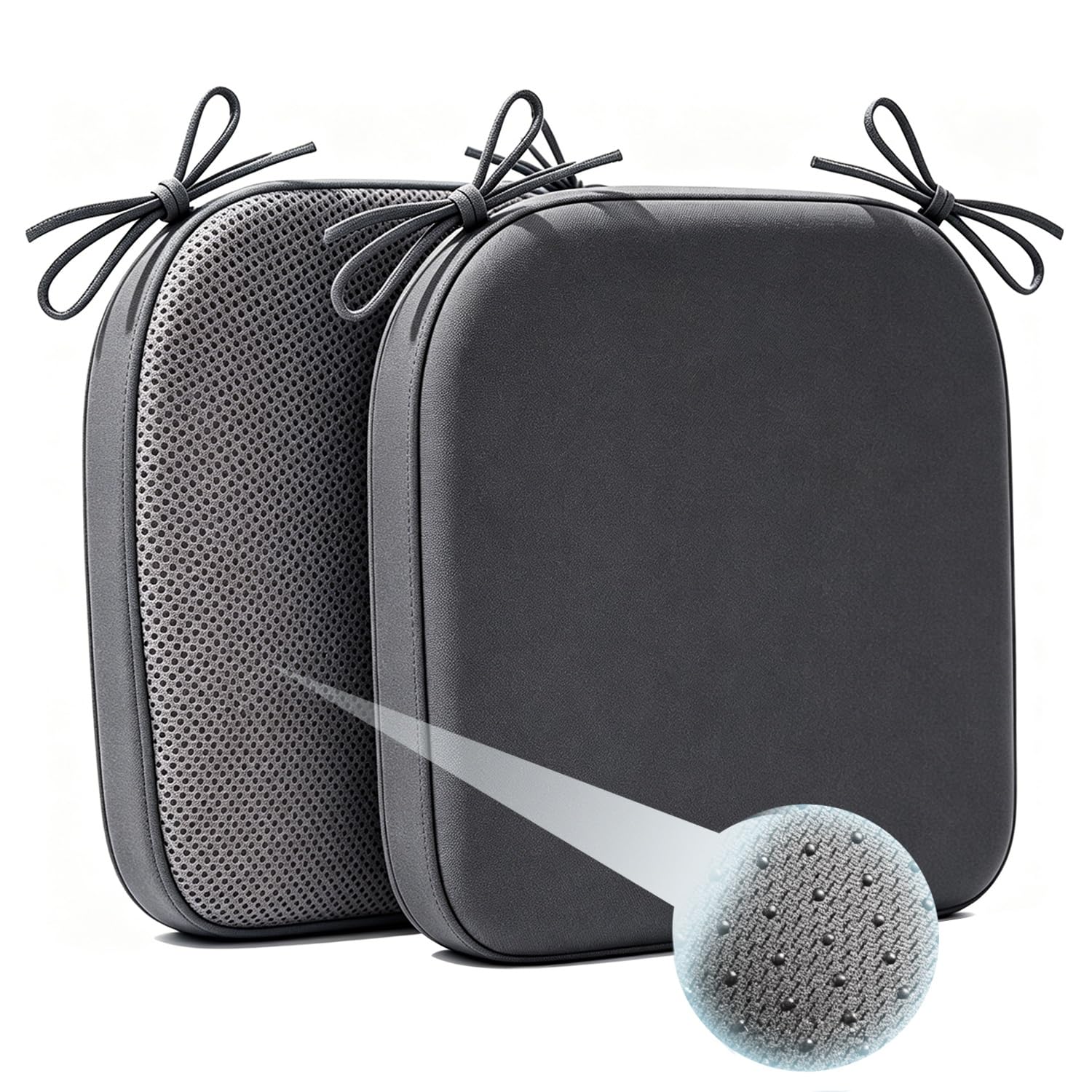Cafusesdd Cafusedd 2-Psc Seat Cushion with Ties and Skid Rubber Back, Splash-Proof Chair Cushions, Outdoor Chair Cushions for Patio Furniture Cushions(DarkGray,18''*17'')