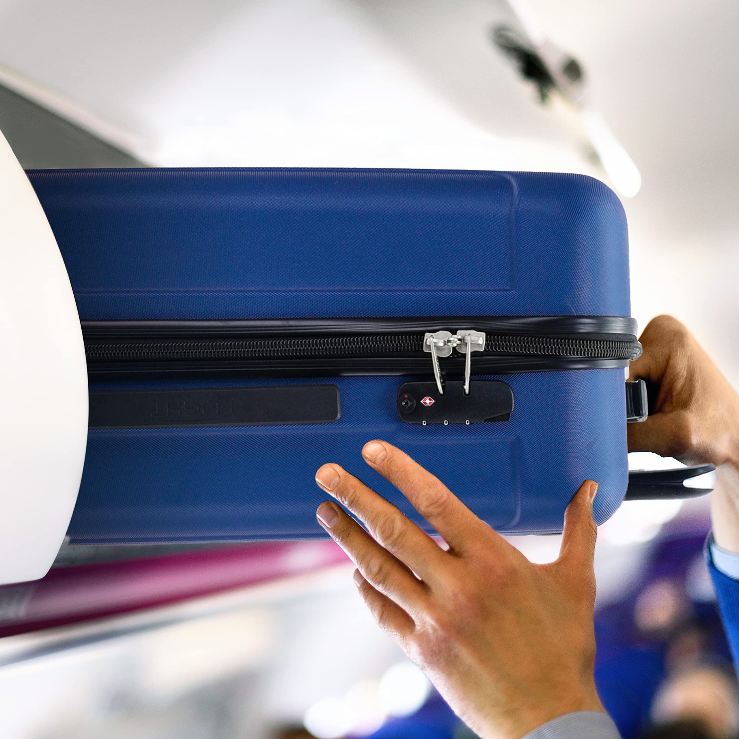 Flight Knight Premium Travel Suitcase - 8 Spinner Wheels - Built-in TSA Combination Lock - Lightweight ABS Hard Shell Carry On Or Check in Luggage - Highly Durable - Approved for Over 100 Airlines