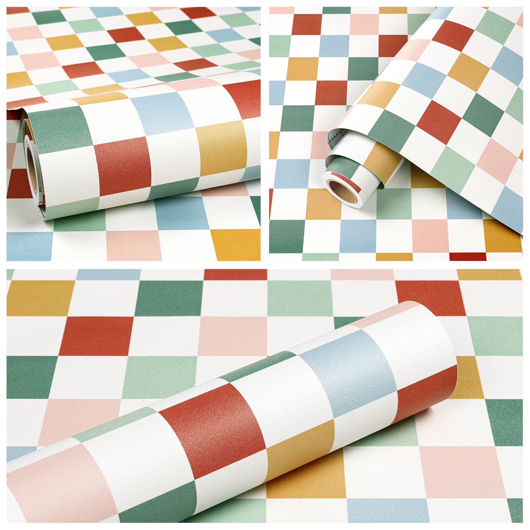 ReWallpaper Papel pintado geométrico vintage a cuadros de 17.5 x 23 pies