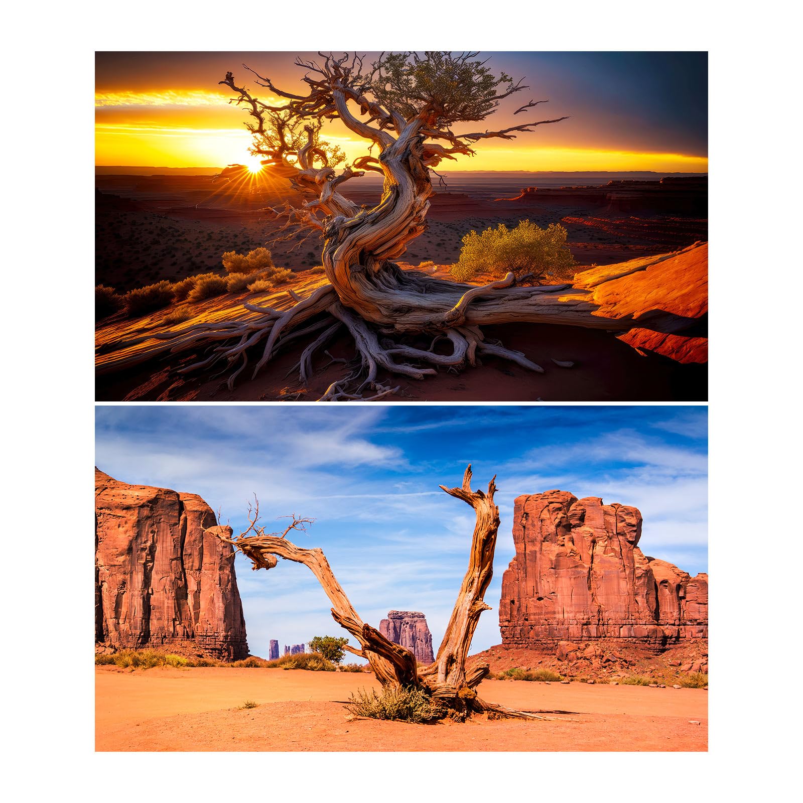 2 Packs Sunset Desert Reptile Tank Background Dead Tree Sunrise Orange Deserts Gobi Aquarium Background Blue Sky Rock Formation Mountain Desertscape Nature Landscape Reptile Fish Backgrounds 72x18in