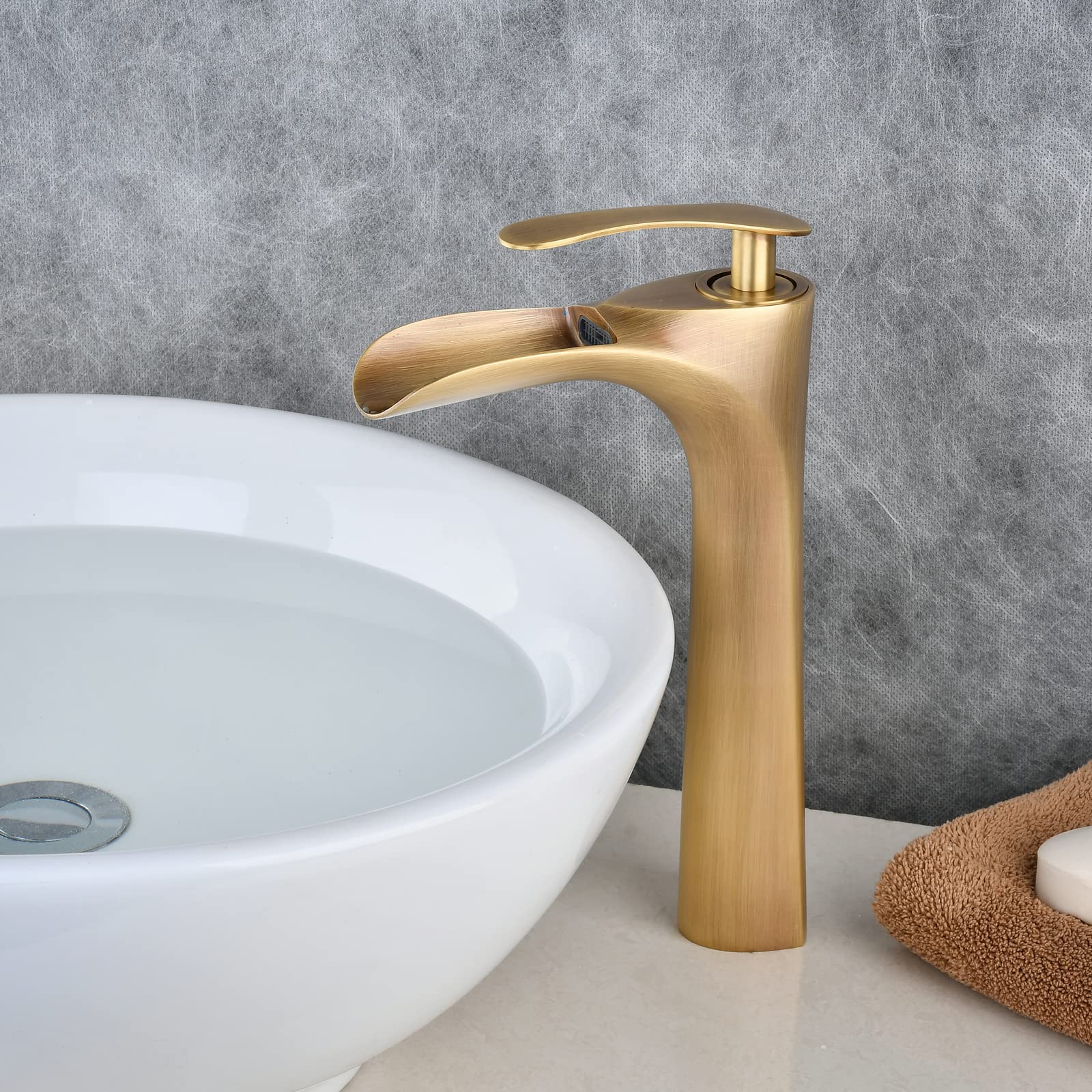 Robinet de salle de bain mitigeur lavabo Beelee cascade robinets d'évier robinet de lavabo robinet monobloc en laiton antique, BL1004AH
