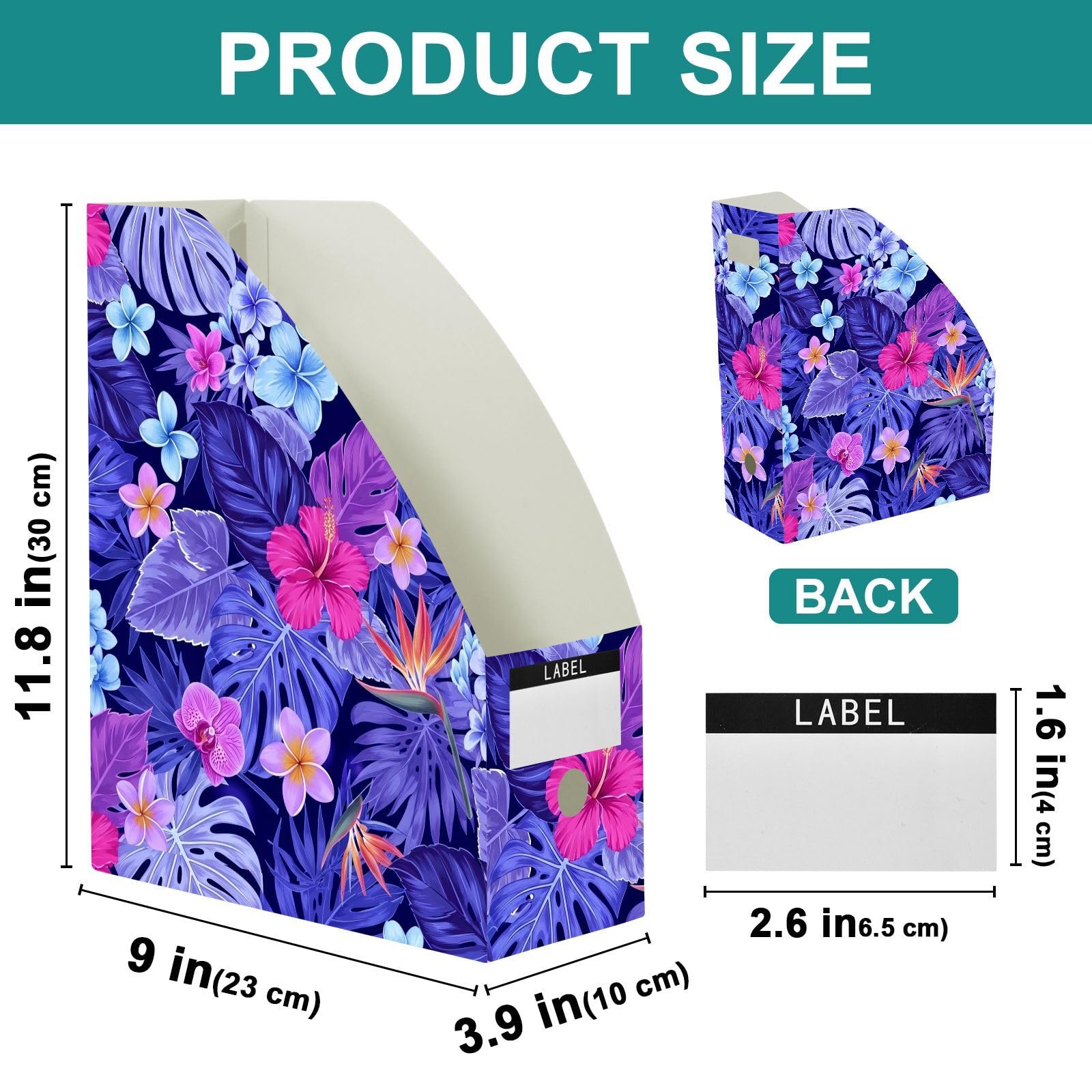 Porte-revues en plastique PP Motif feuilles tropicales Violet
