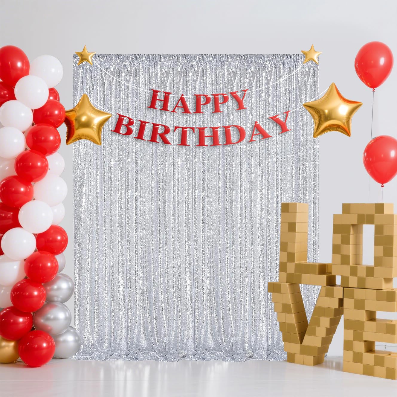 Silber Hintergrund Hochzeit Pailletten - 60 x 240 Cm Pailletten Stoff Hintergrund für Taufe Hochzeiten Geburtstag Schule Party Wohnkultur -4Stückf