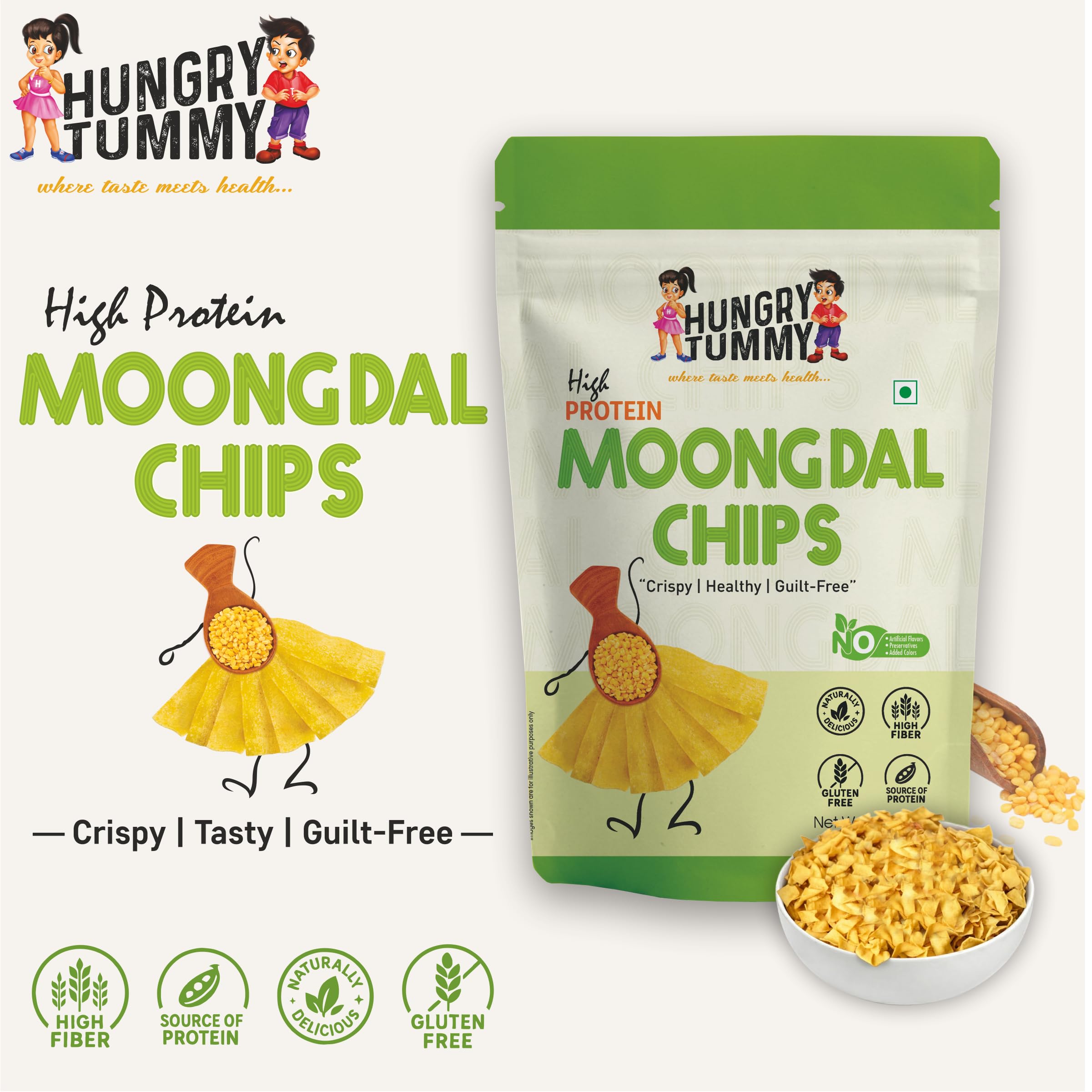 Hungry Tummy Healthy Chips Combo – Beetroot Chips & Moong Chips | High Protein & High Fiber | Guilt-Free Snacking | Cooked in Groundnut Oil | No Artificial Flavours or Preservatives | Crispy & Tasty | Vegan Snack | 100g Each 1