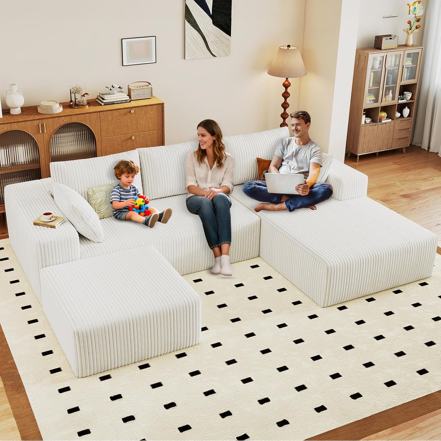 Small-3 Seaters Right Chaise+Ottoman