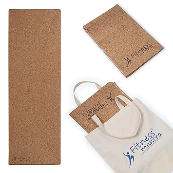 Fitness Mantra® Premium Natural Cork & Rubber Yoga Mat with Carrying Bag| Eco-Friendly, Non-Slip, Sweat-Resistant| 2mm Thickness| Granite Design| - image, photos