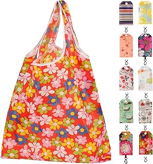 10 Pack Reusable Grocery Shopping Bags, Foldable Shopping Bags Grocery Tote with Attached Pouch,Washable Eco Friendly